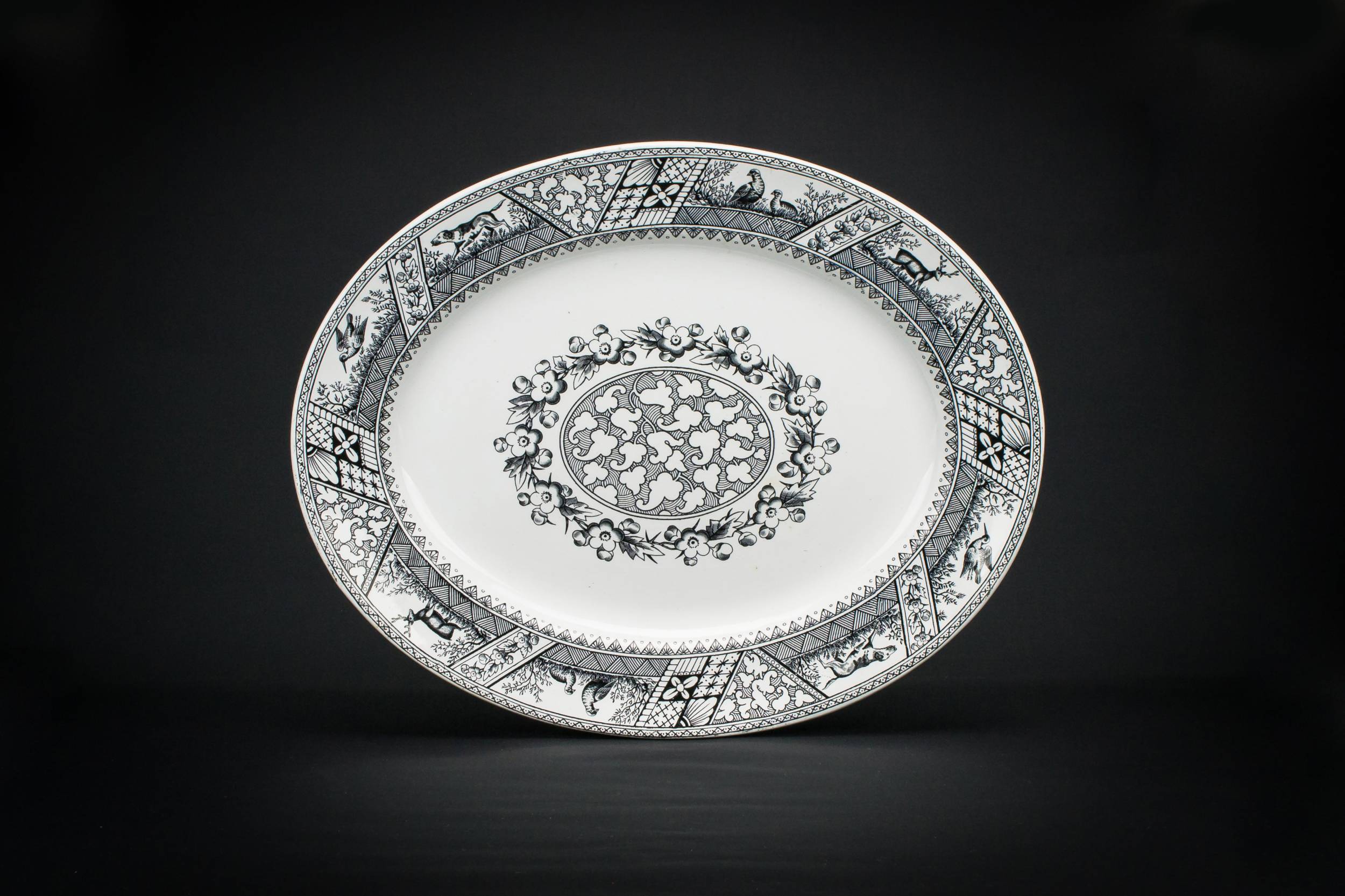 Large Black and — Black and white platter