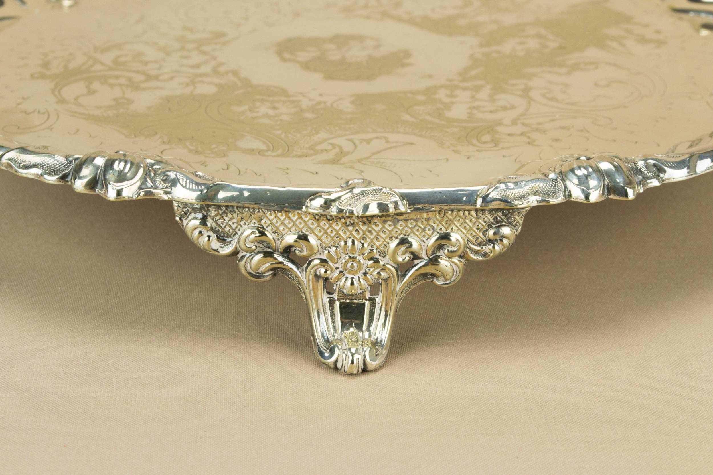 Antique Silver Floral — Silver plated serving tray 5