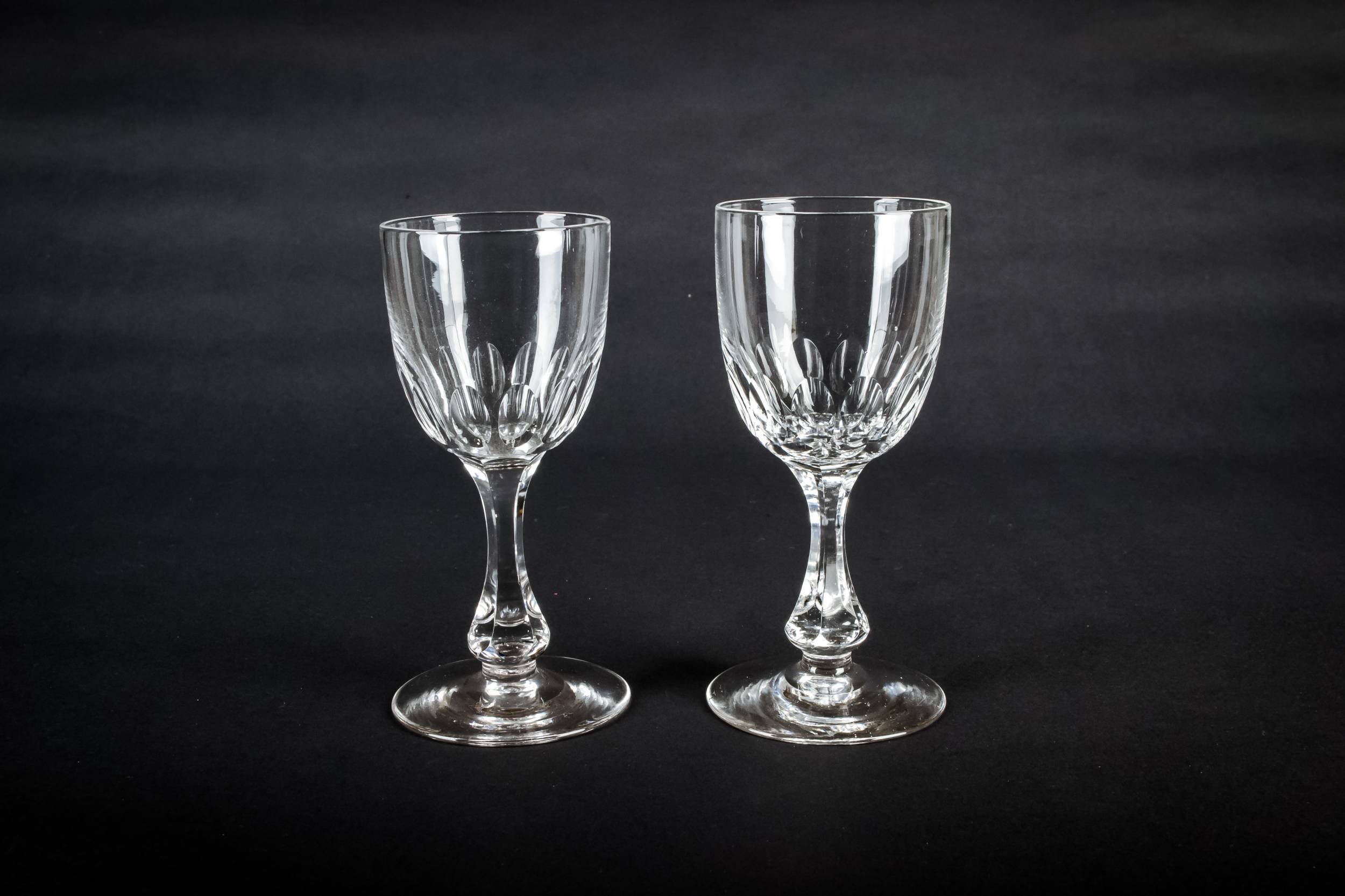 Clear Antique Panelled — 2 hexagonal port glasses