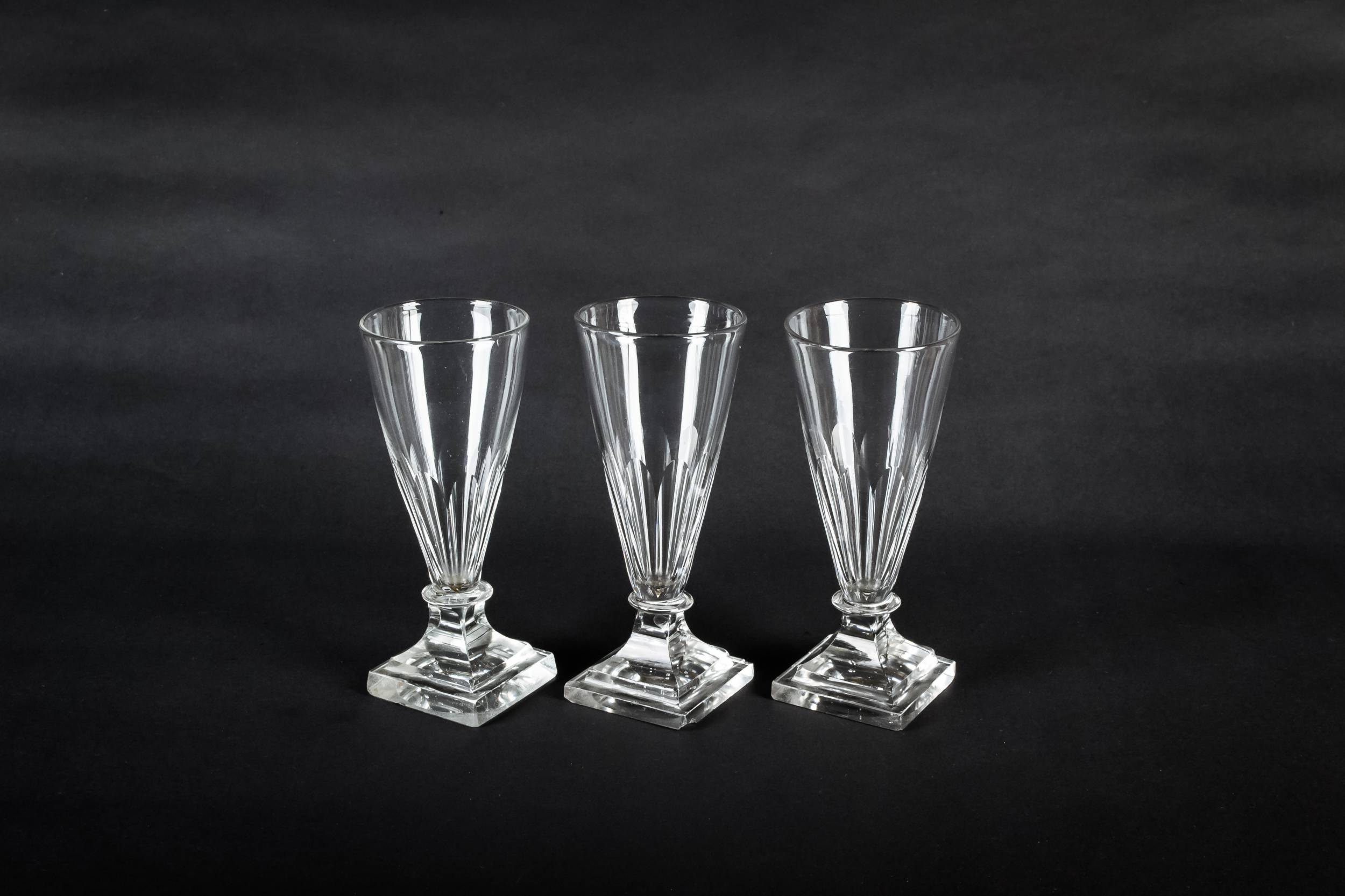 Georgian Square Stem — 3 champagne or ale flutes
