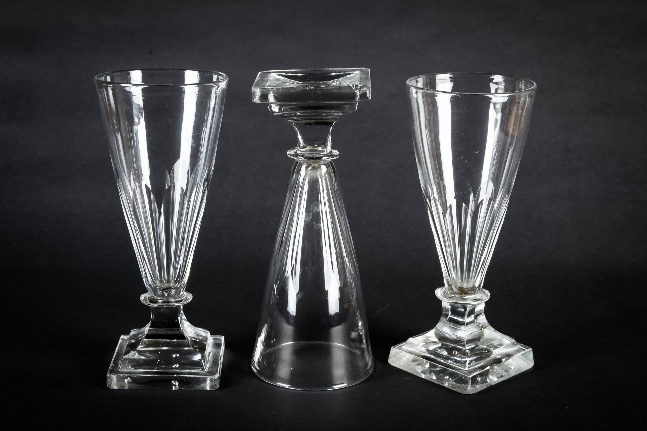 Georgian Square Stem — 3 champagne or ale flutes 2
