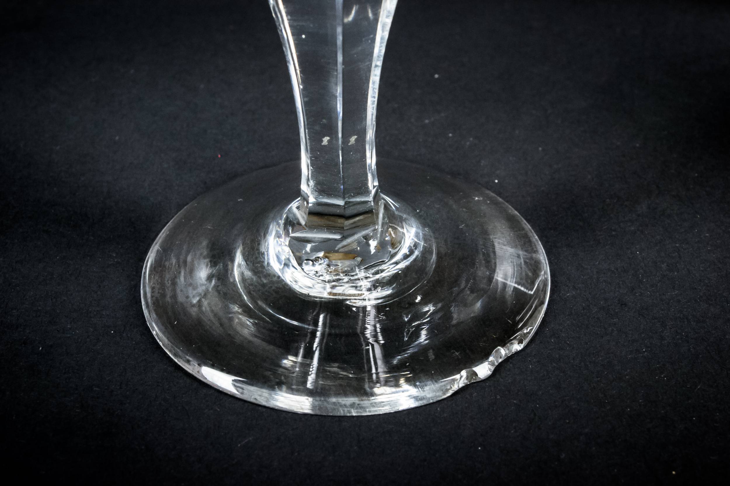 Georgian Antique Panelled — 3 cut stem wine glasses 5