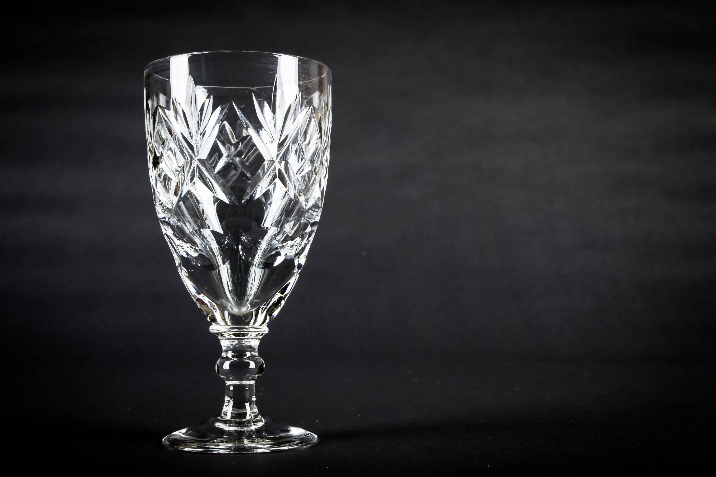 Clear Vintage Diamond — 3 Webb Corbett wine glasses 3