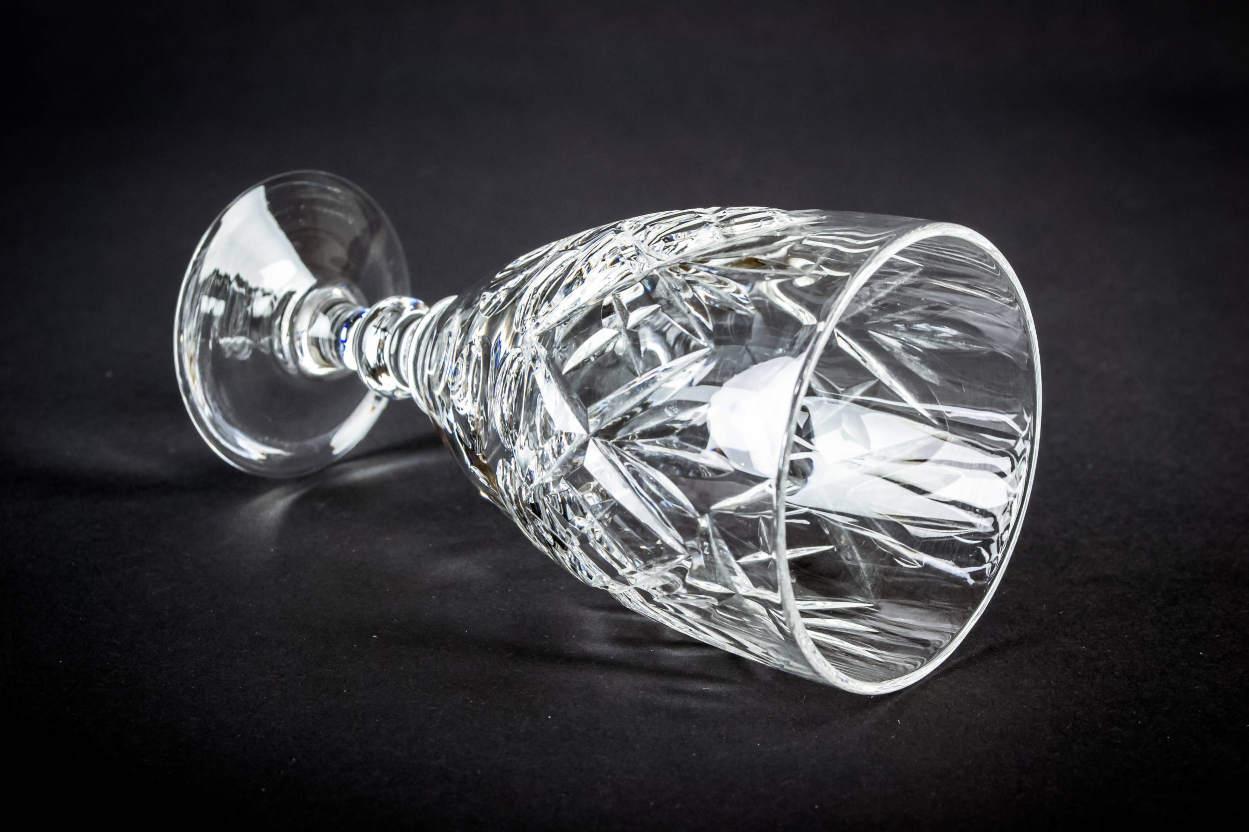 Clear Vintage Diamond — 3 Webb Corbett wine glasses 1
