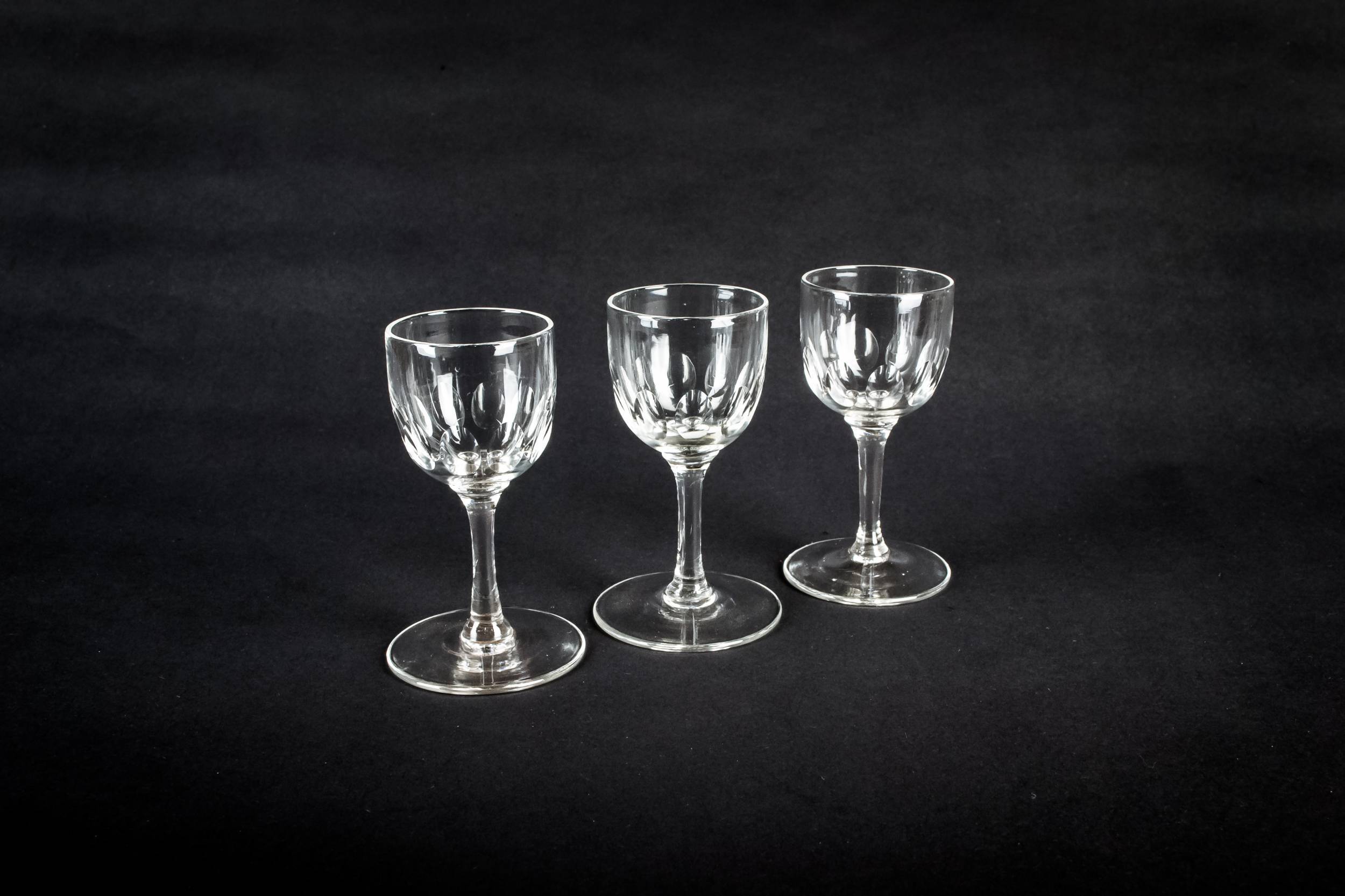 Antique Victorian Panelled — 3 shot cut glasses