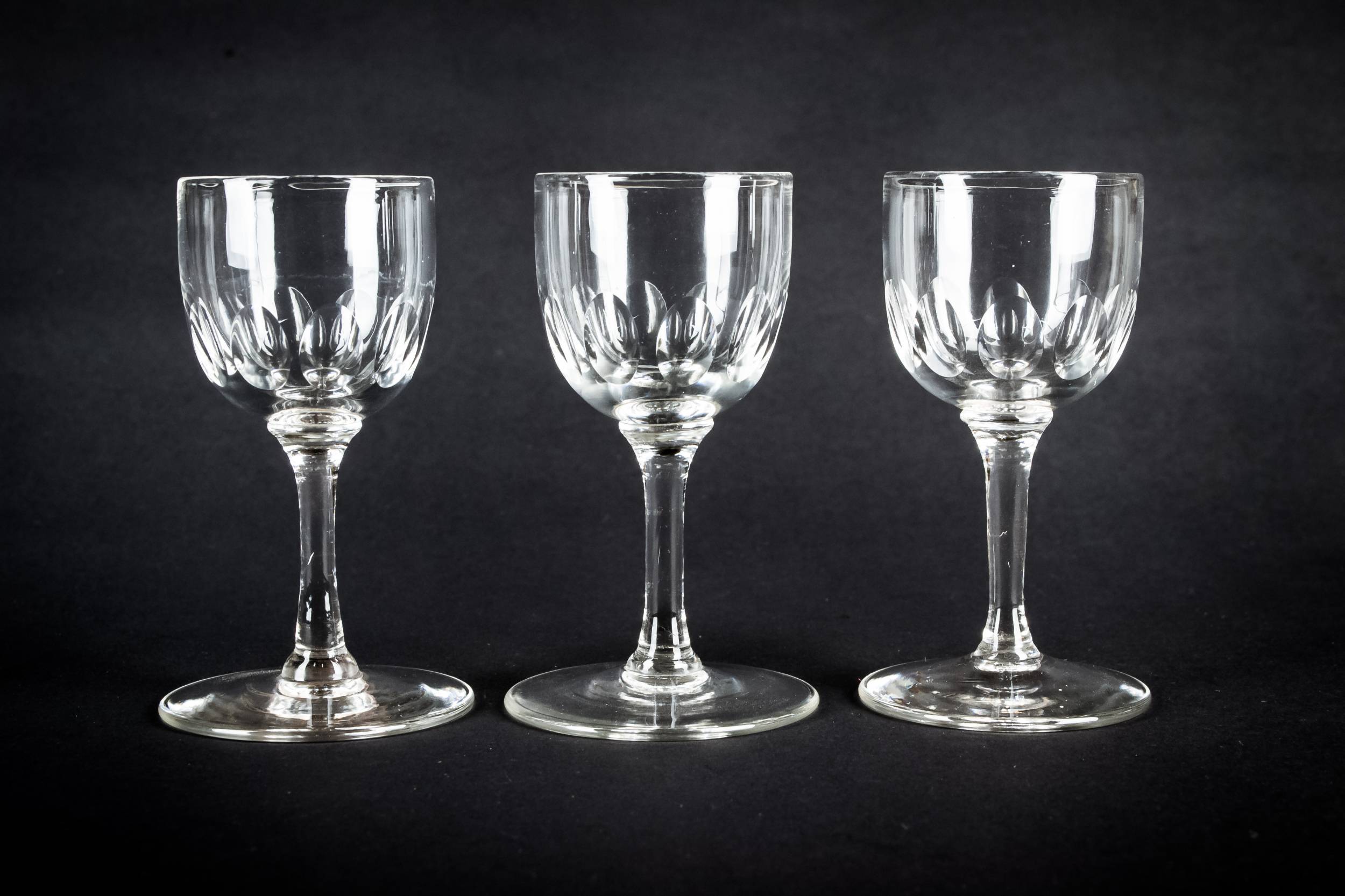 Antique Victorian Panelled — 3 shot cut glasses 3