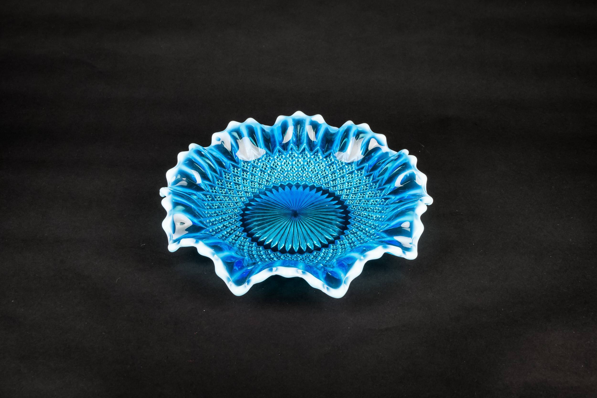 Spectacular Glass Dish — Pearline blue glass bowl