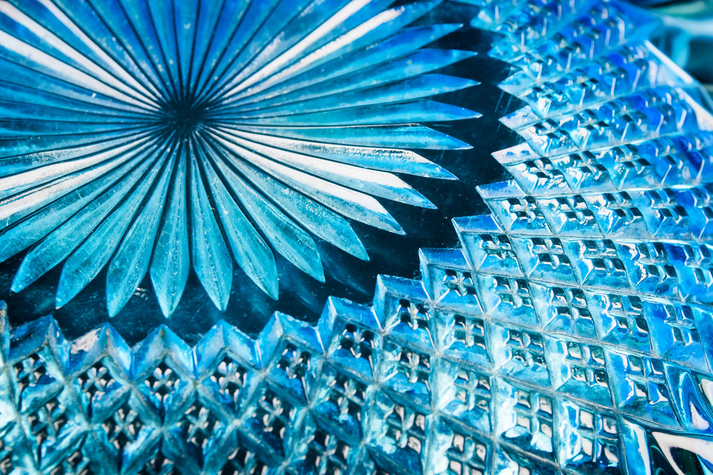 Spectacular Glass Dish — Pearline blue glass bowl 2
