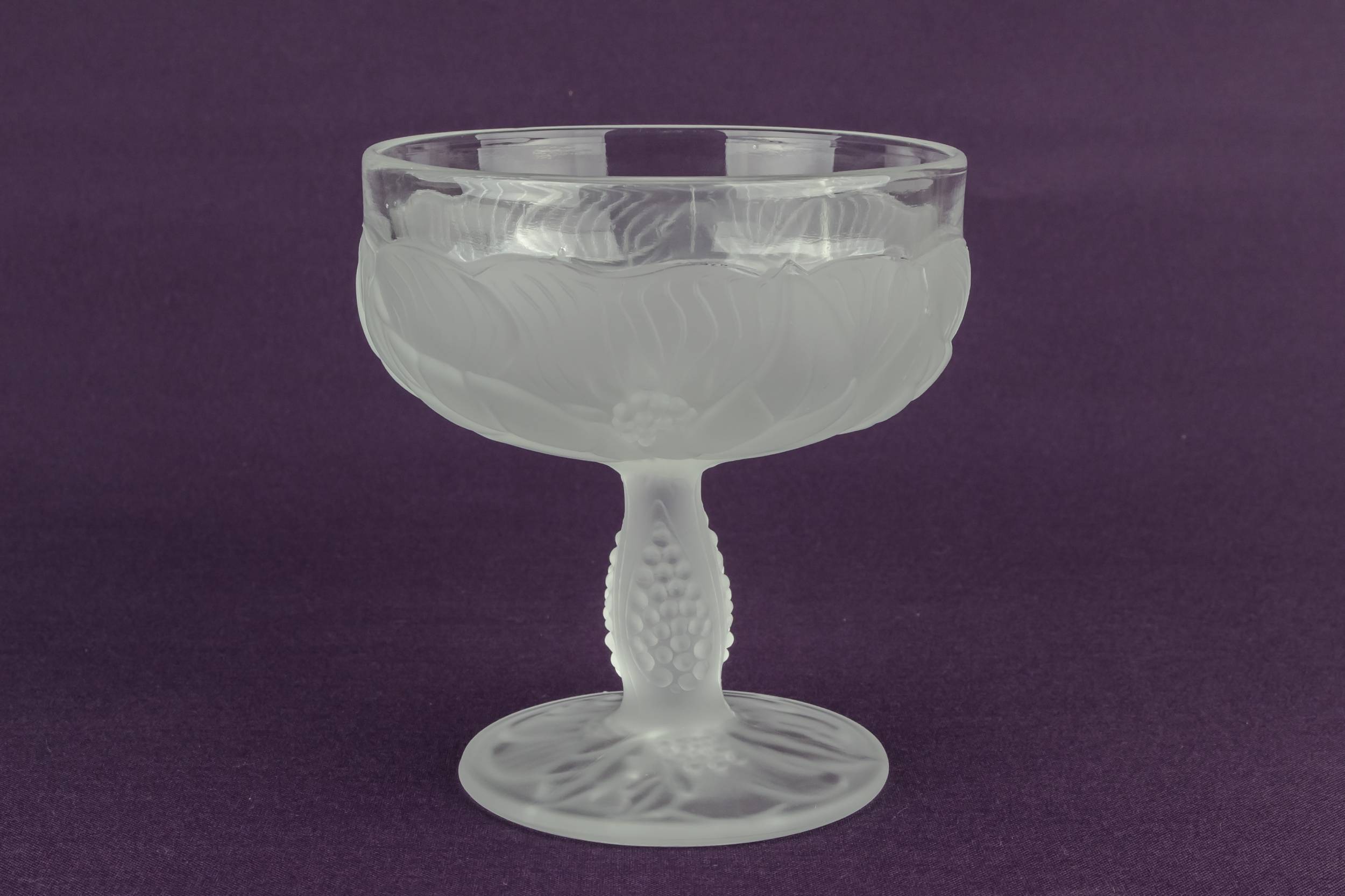 Retro Pressed Glass — 6 frosted champagne saucers 2