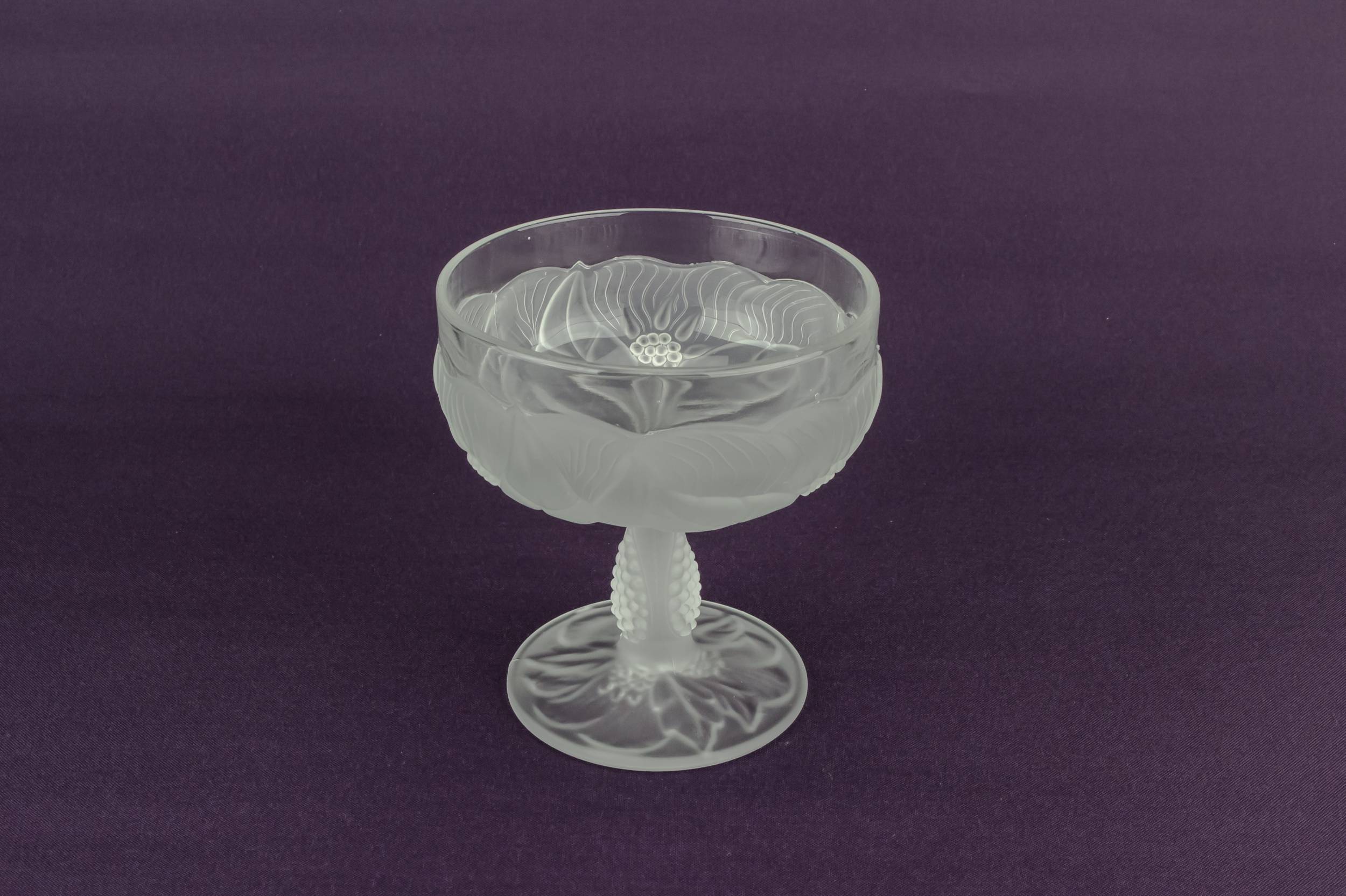 Retro Pressed Glass — 6 frosted champagne saucers