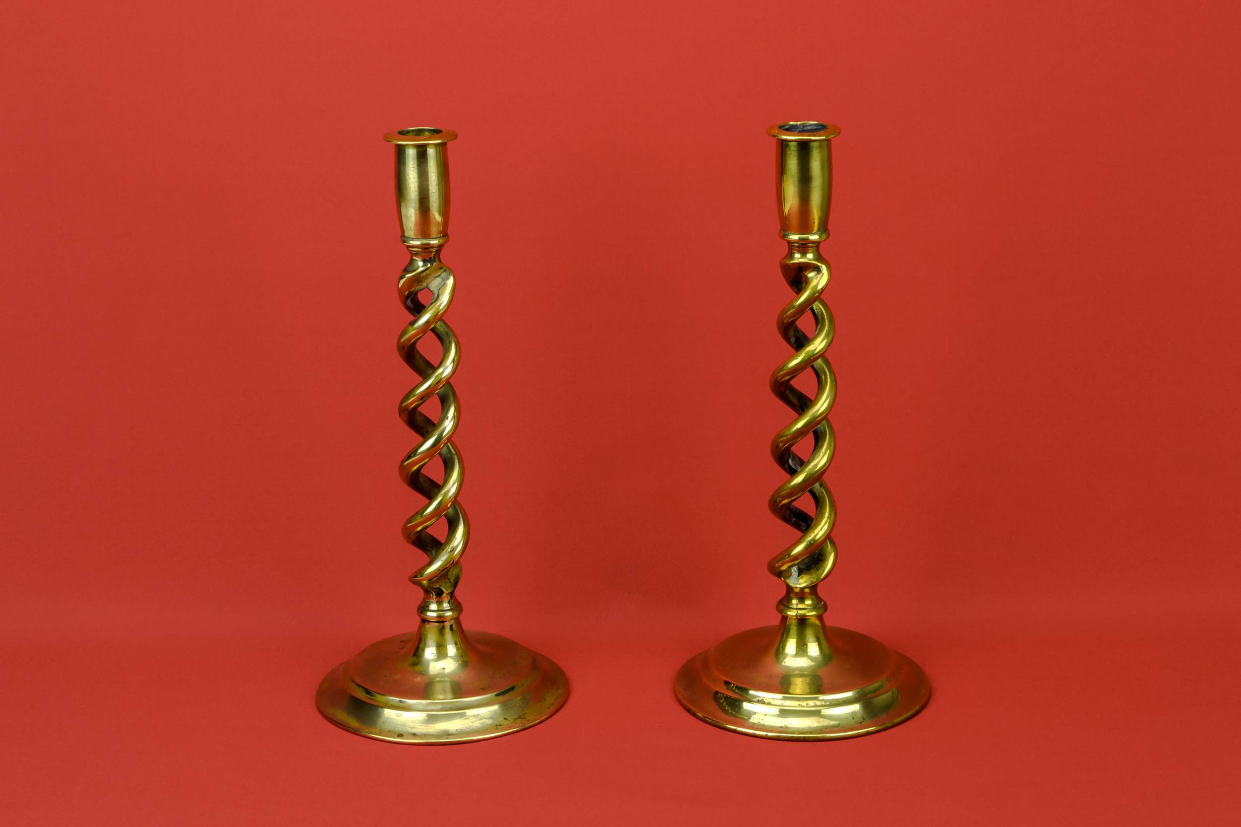 Brass Victorian Barley — 2 barley twist candlesticks