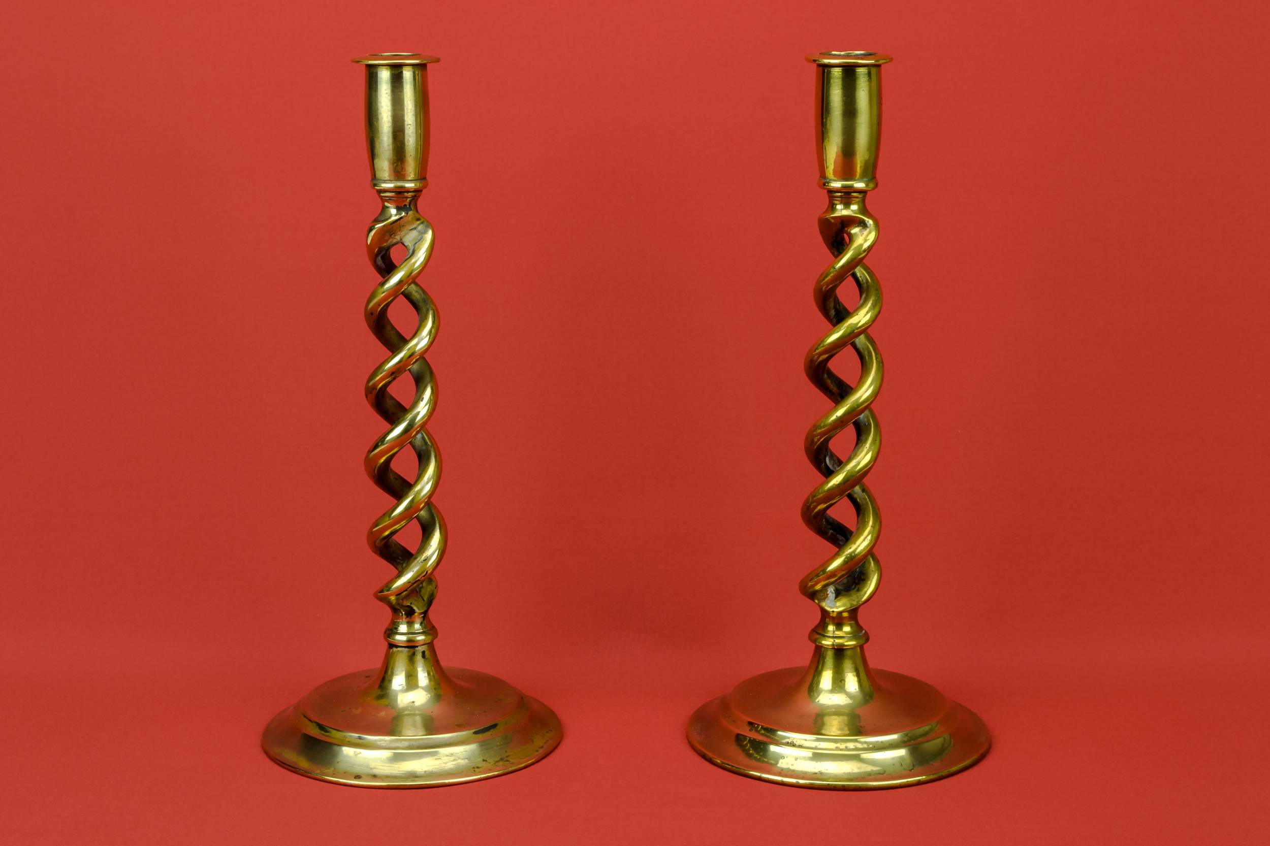 Brass Victorian Barley — 2 barley twist candlesticks 2