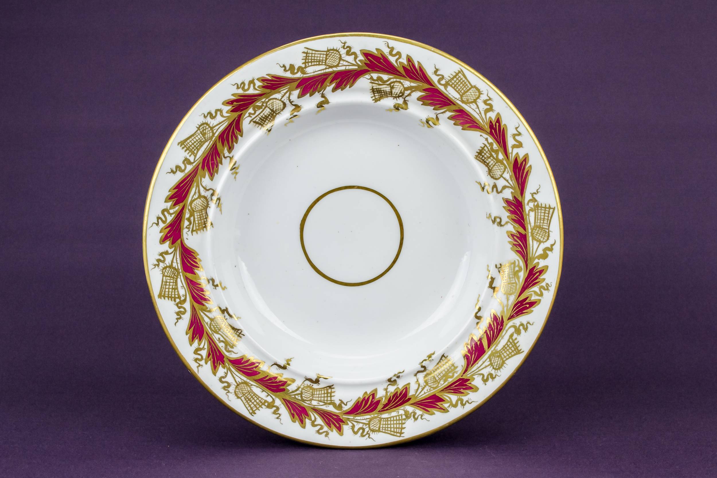 Antique Elegant Thistles — Scottish thistle red bowl 3