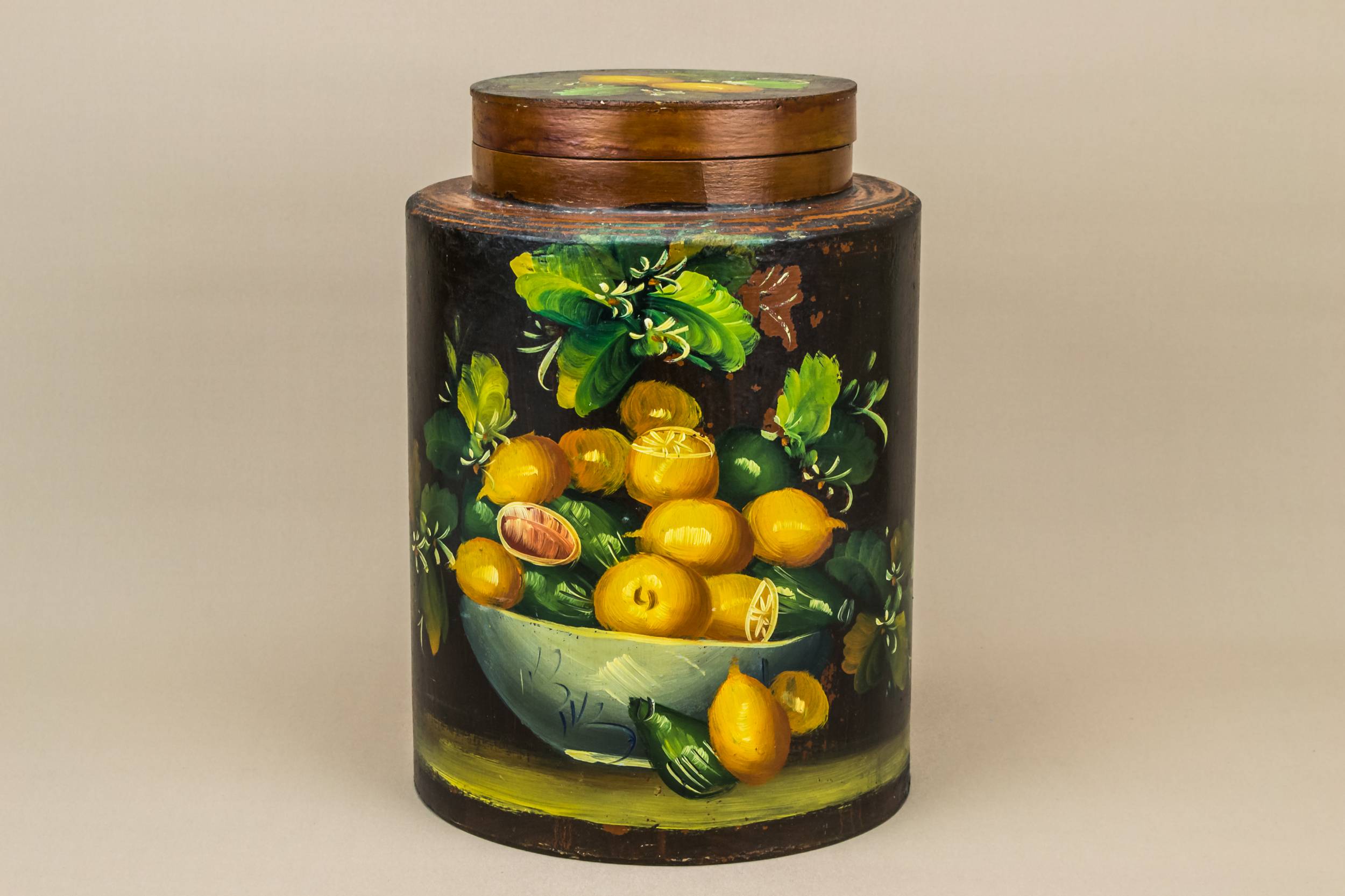 Retro Wood Fruits — Large wooden storage jar 1