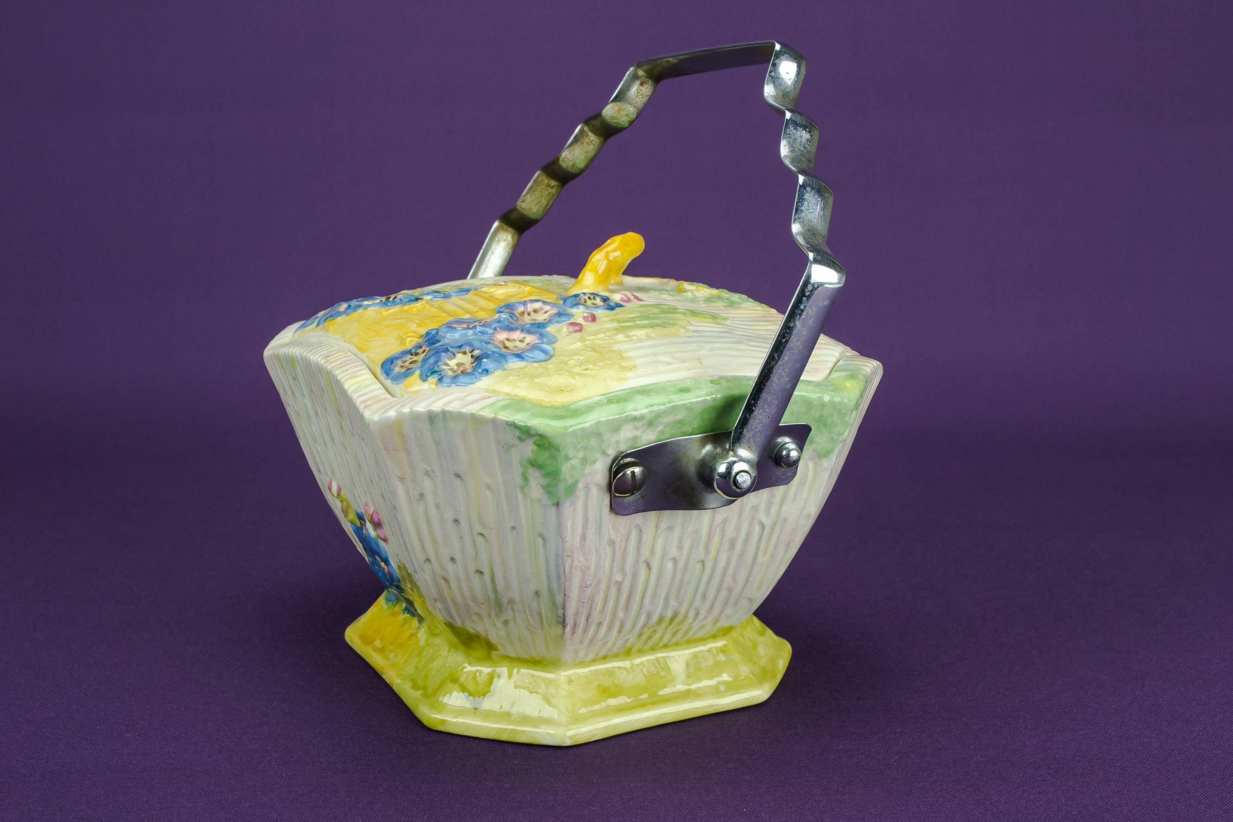 Porcelain Vintage Floral — Yellow storage jar 3