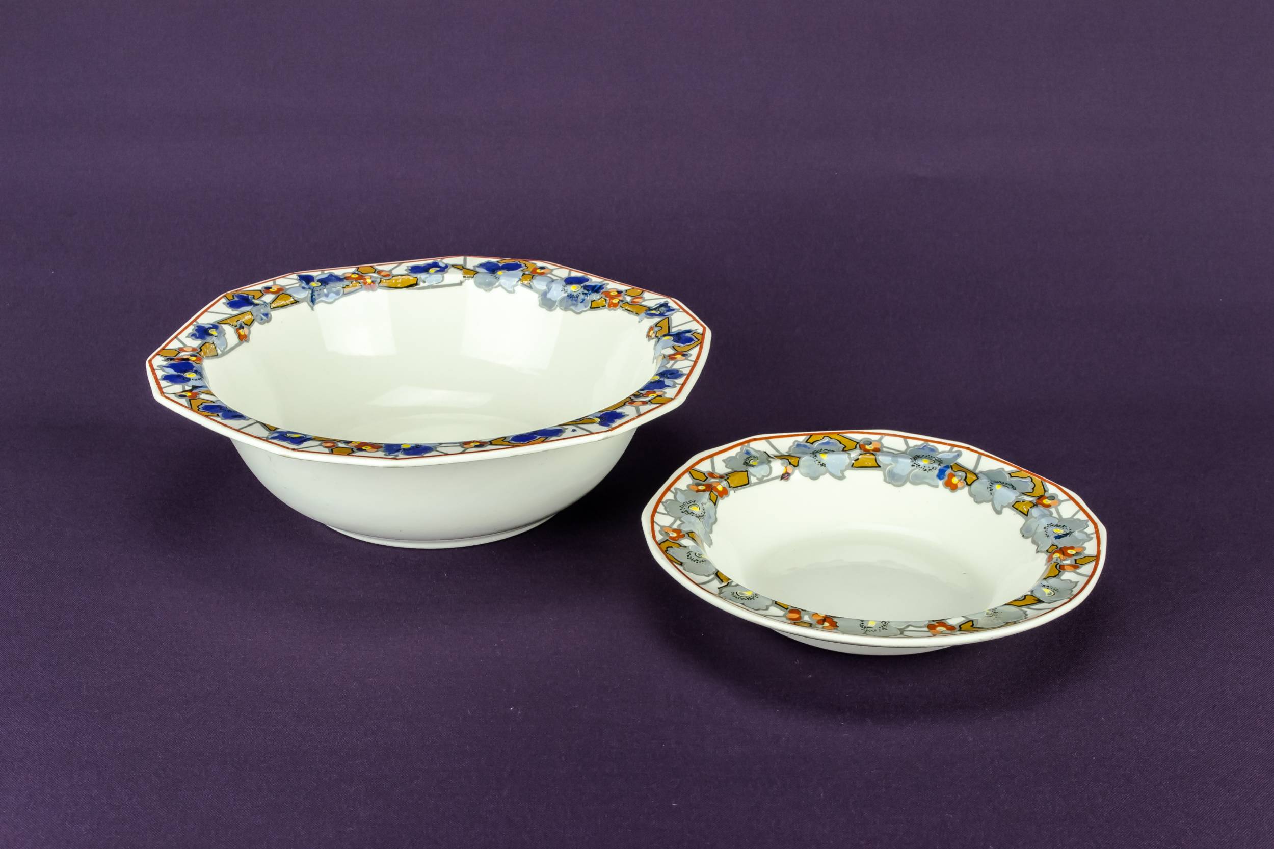 Ceramic Blue Floral — Set of 7 dessert bowls 1