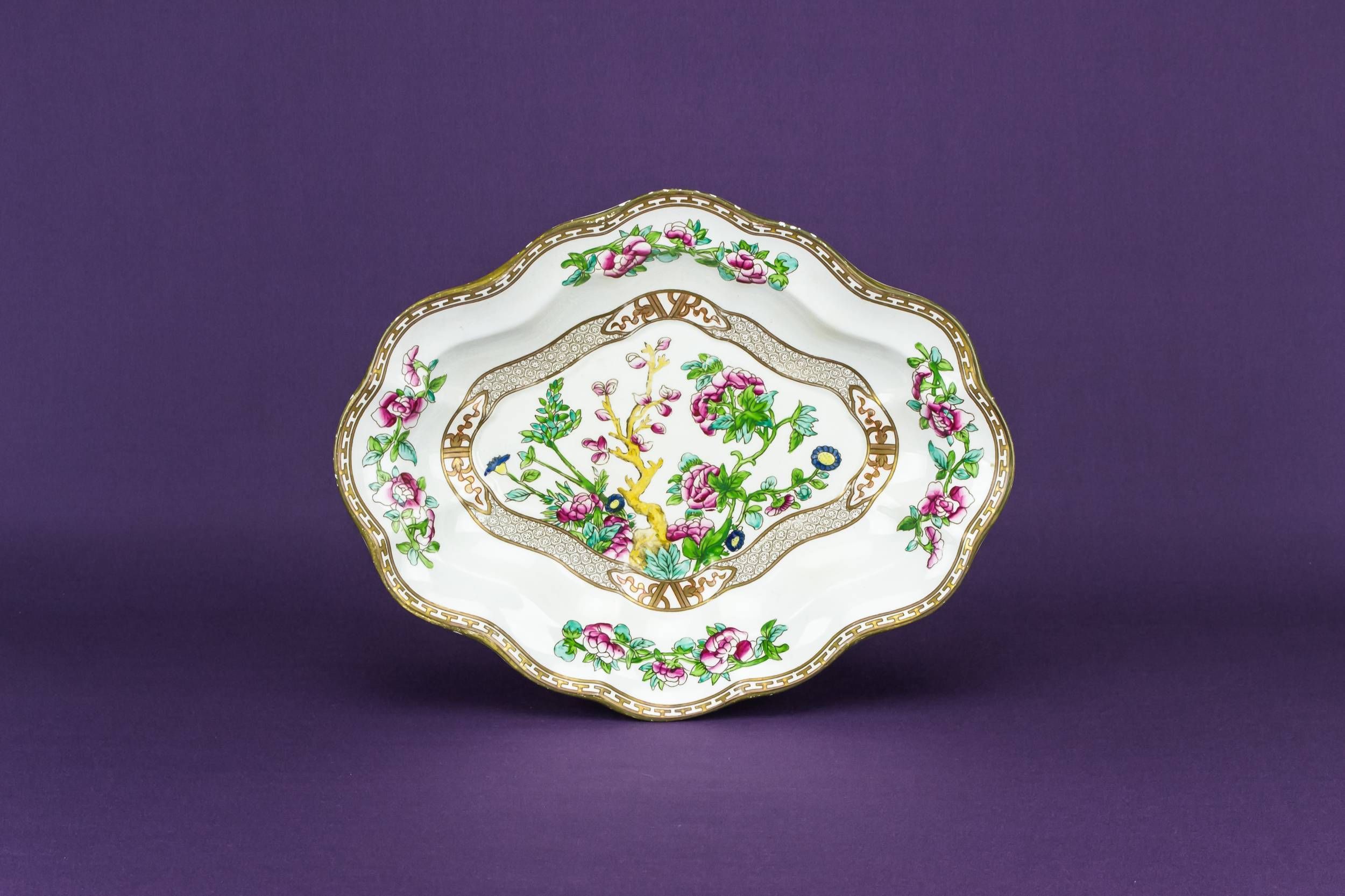 Ceramic Antique Floral — Painted serving bowl