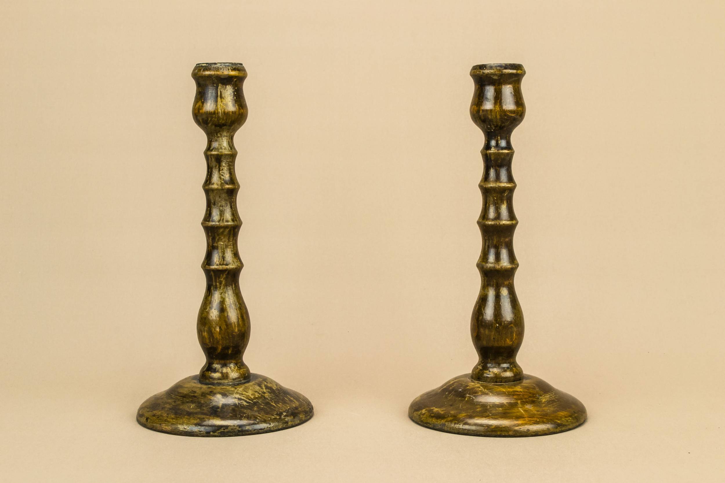 Shabby Chic Bamboo — 2 bamboo shaped candlesticks 1