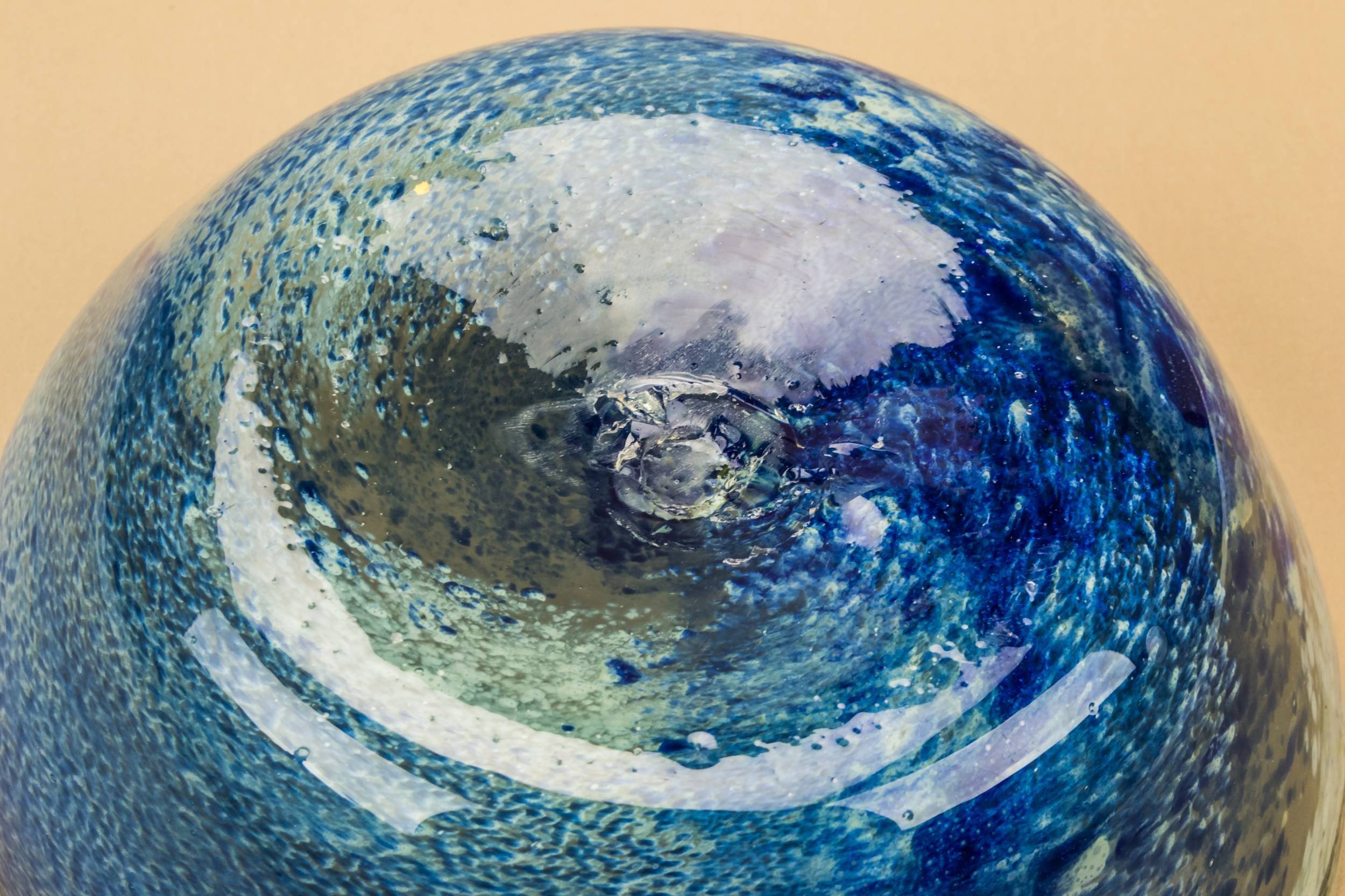 Post Modern Spectacular — Large blue glass salad bowl 4