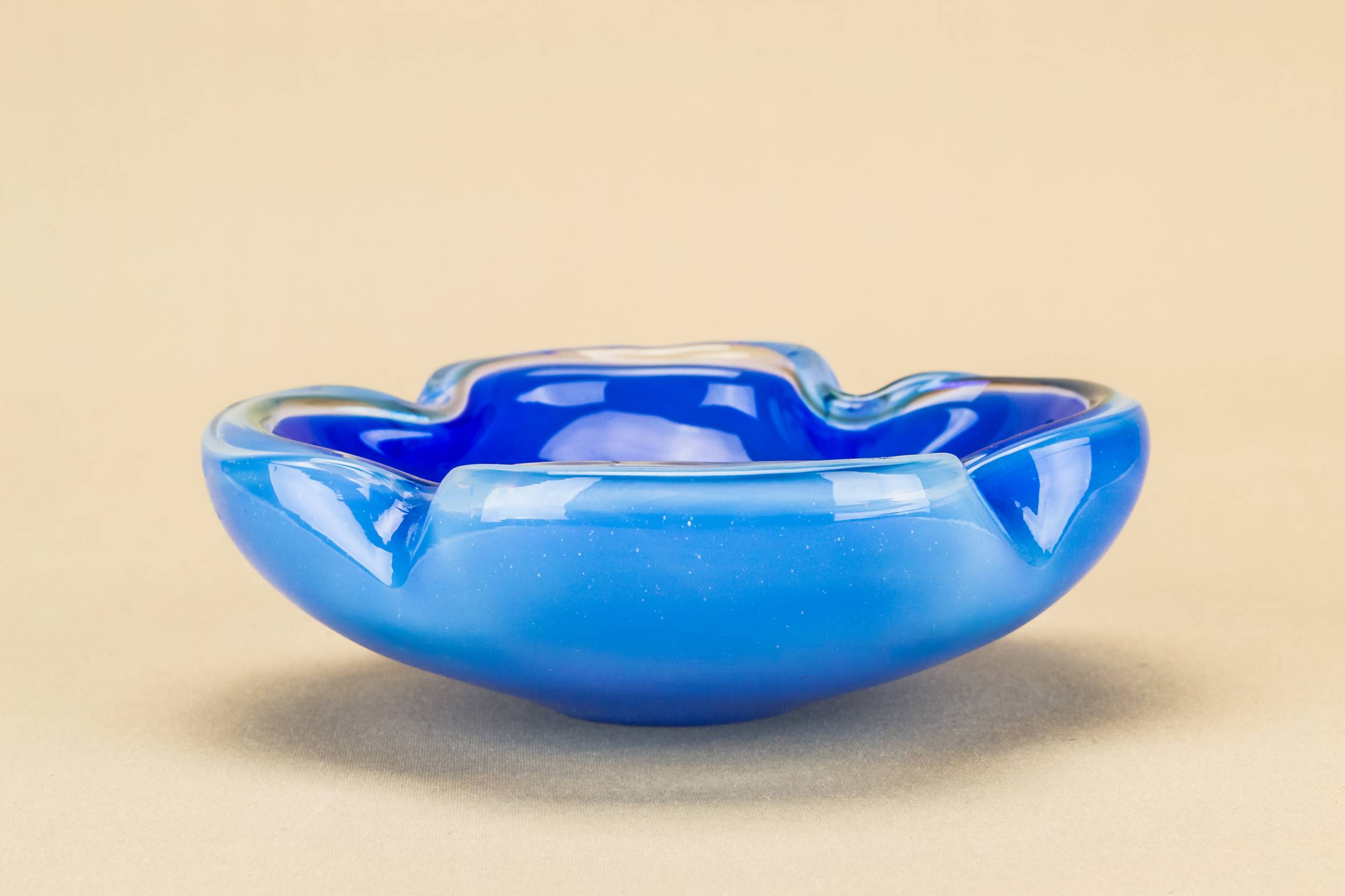 Glass Retro Floral — Small blue decorative bowl 2