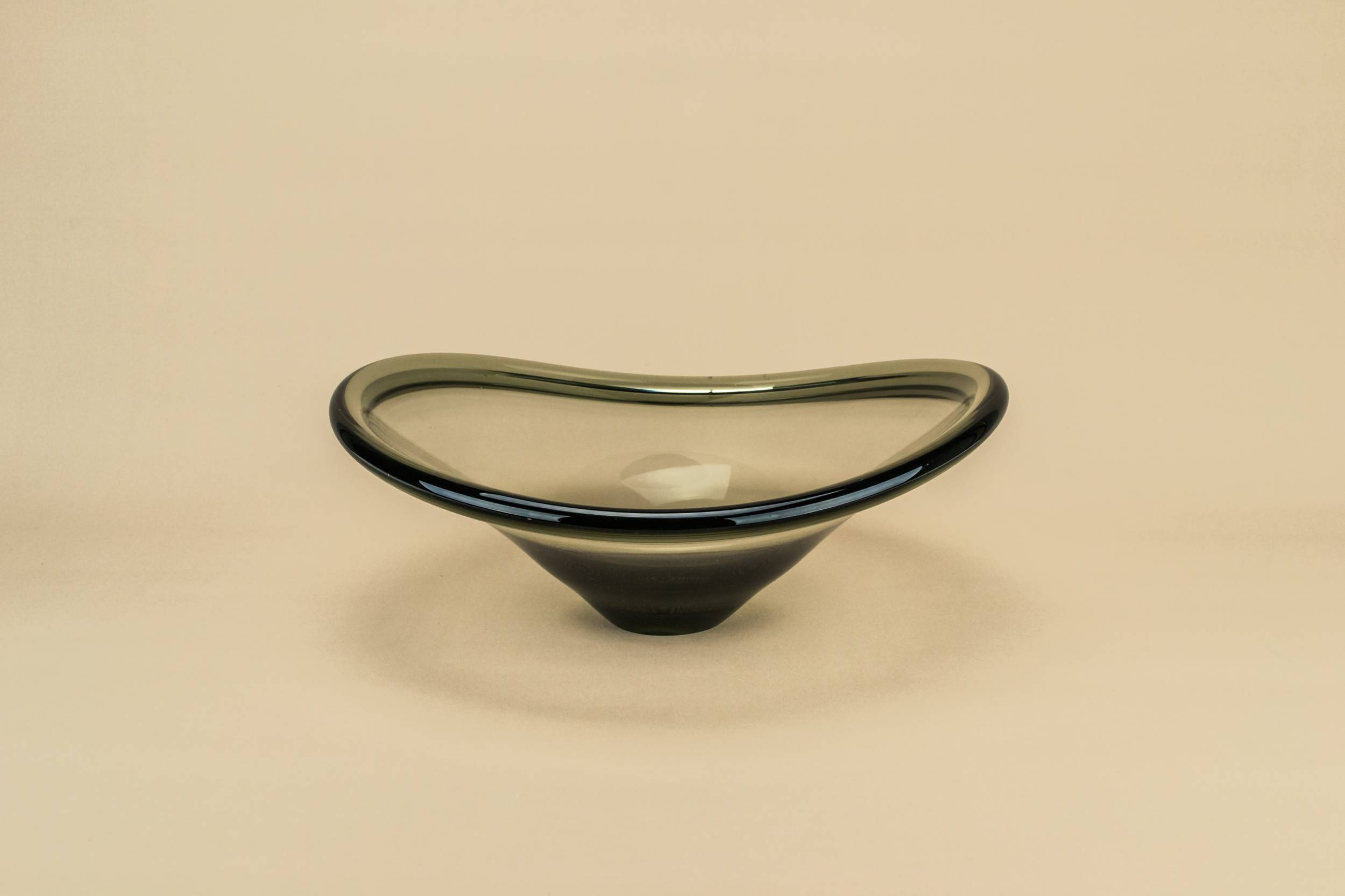 Mid-century Modern Glass — Imposing grey glass bowl