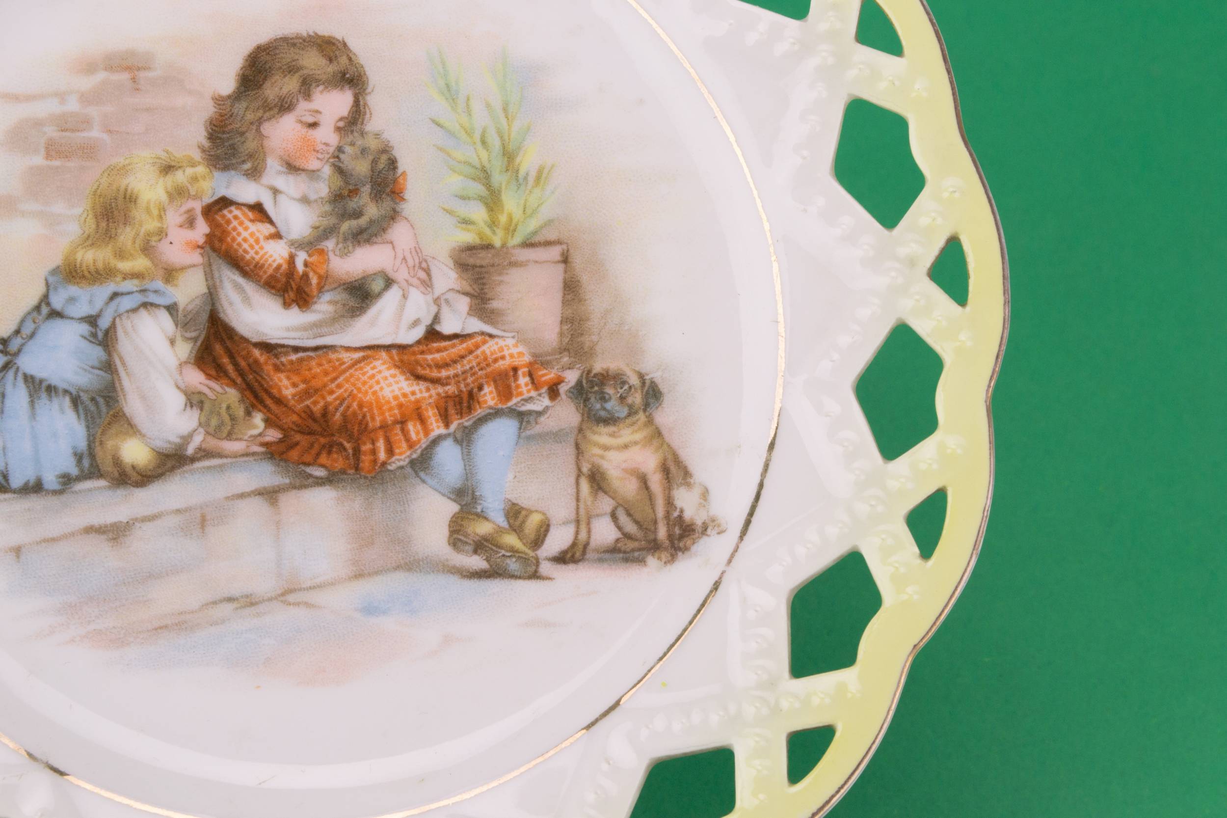 Green Porcelain Figures — 3 porcelain serving plates 2
