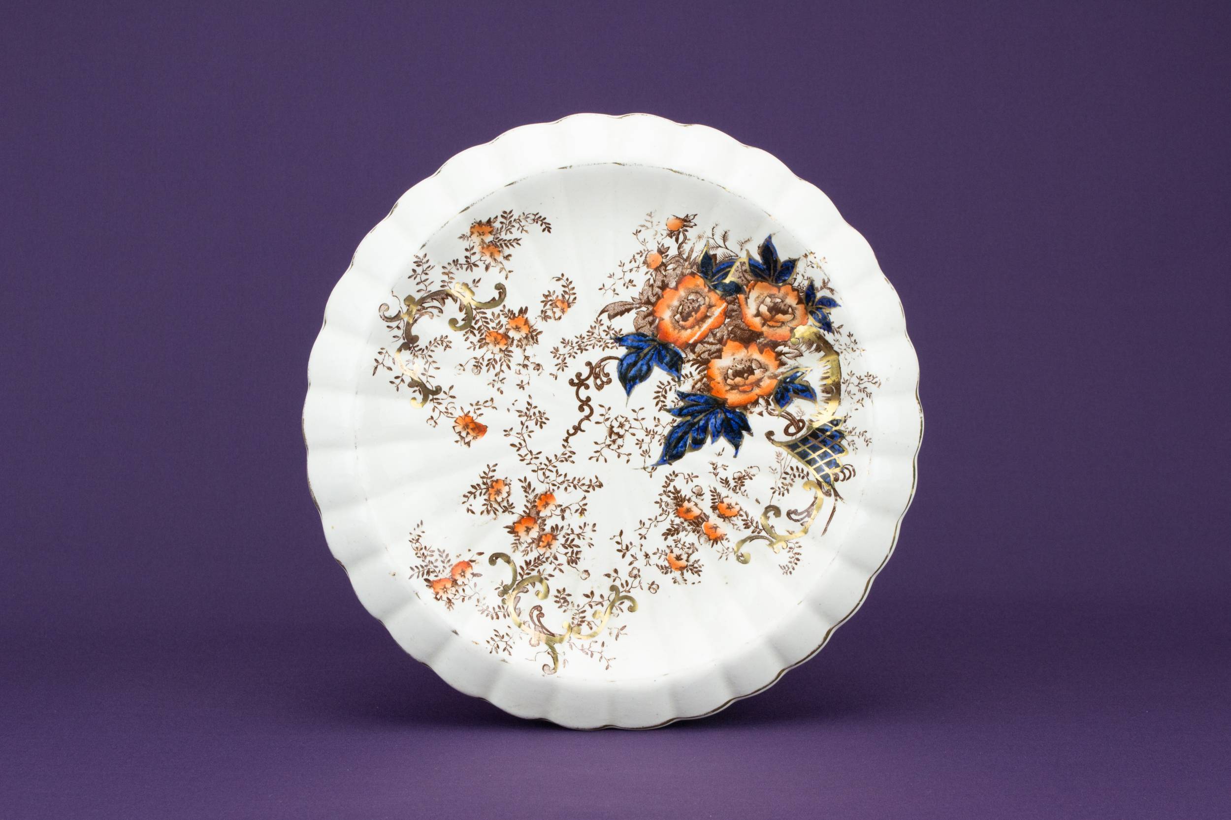 Stoneware Charming Floral — Blue and red cheese platter