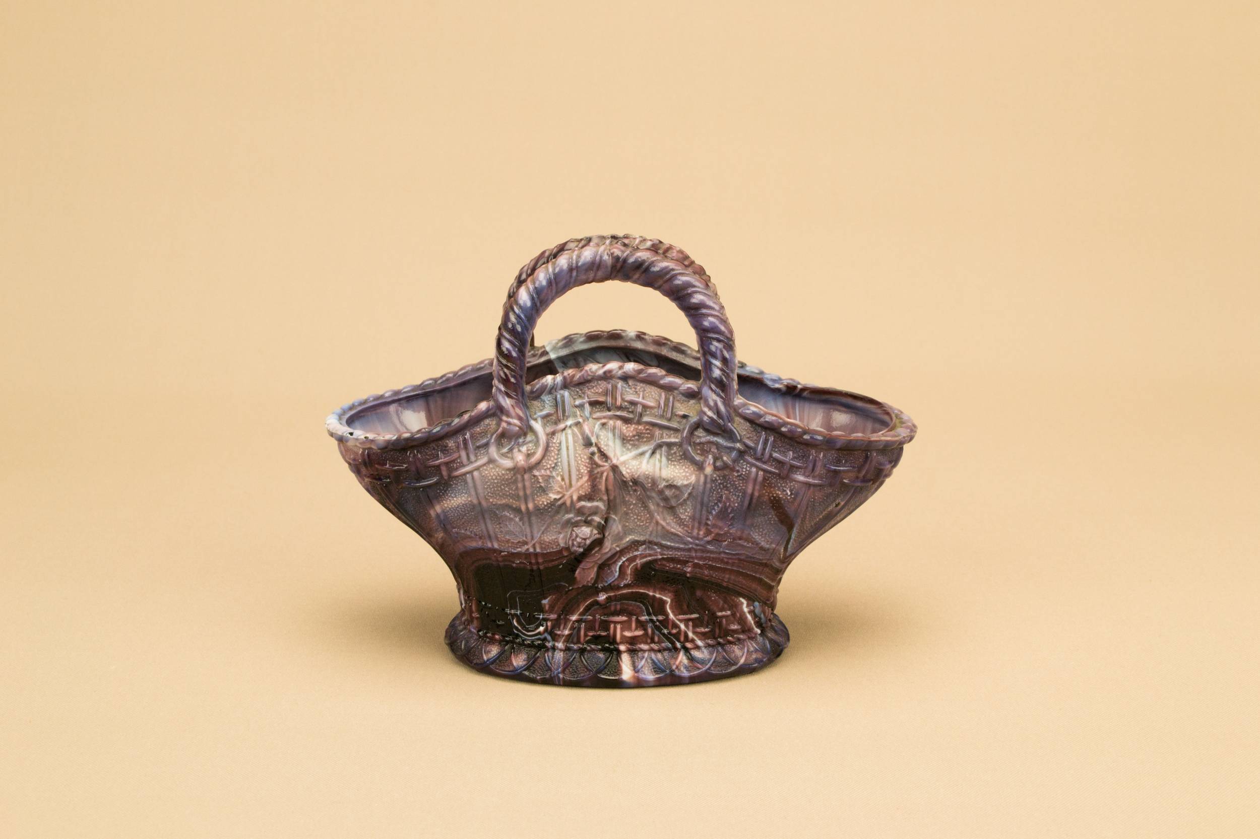Elegant Victorian Basket — Amethyst glass sugar bowl