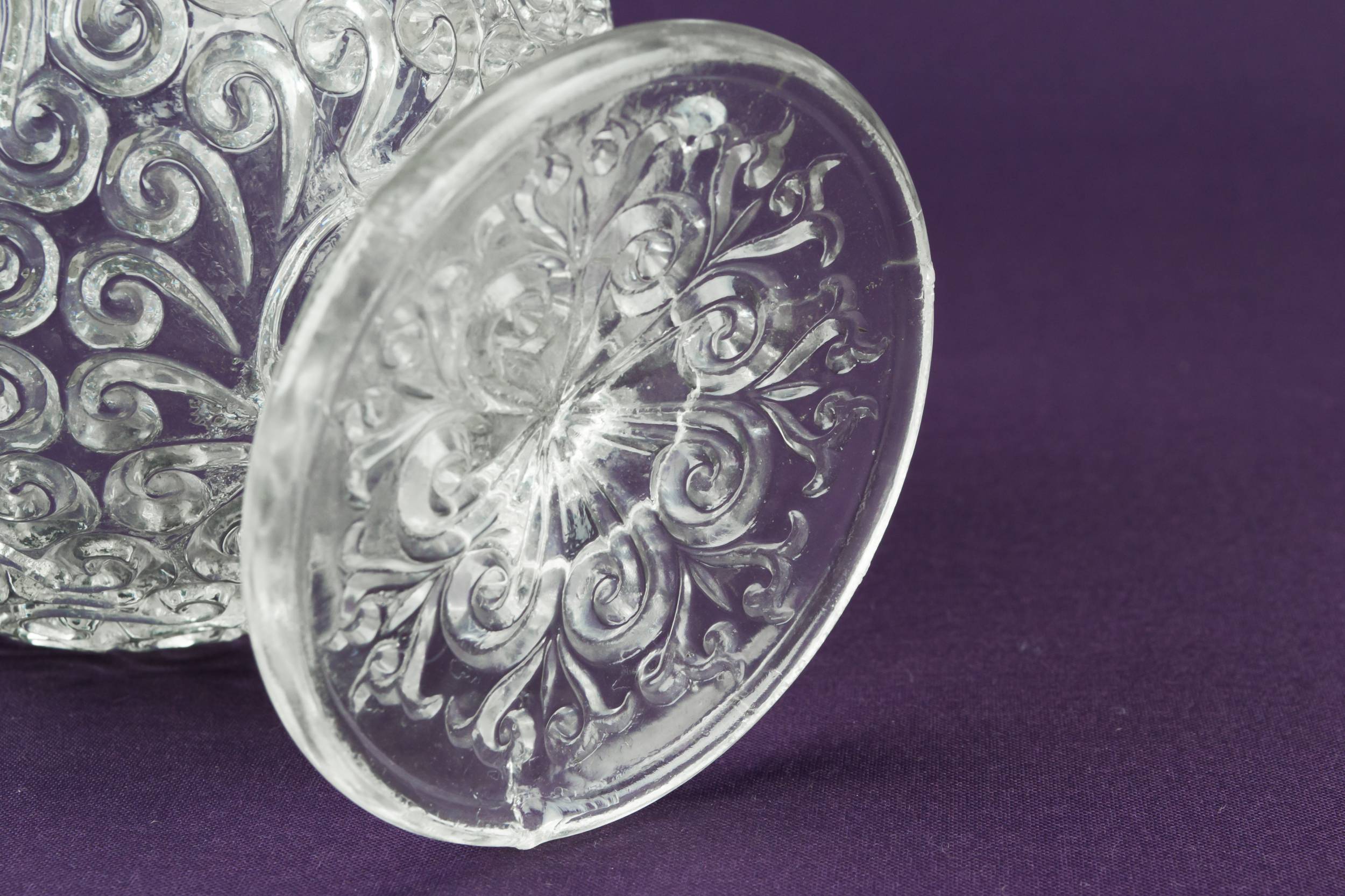 Antique Elegant Scrolls — Glass serving stem bowl 1