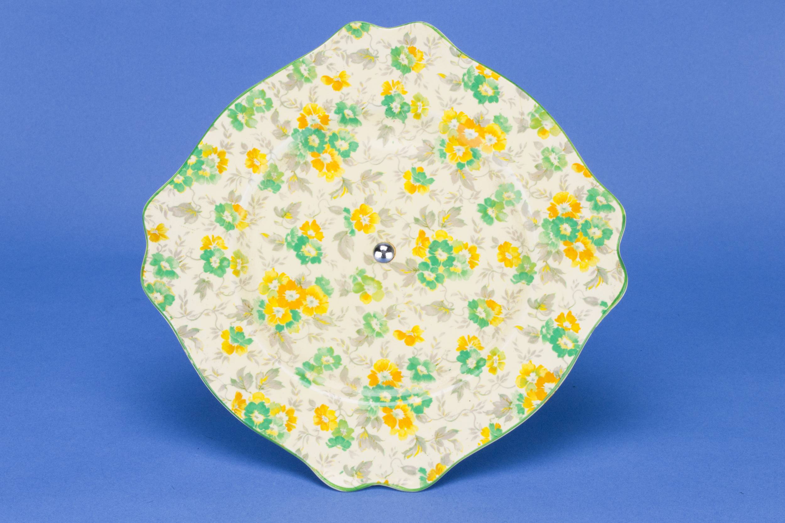 Retro Vintage Chintz — Yellow chintz cake stand 1