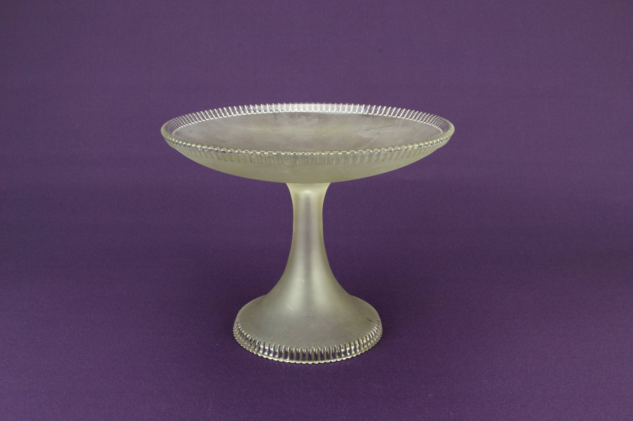 Victorian Grey Beaded — Large glass cake stand