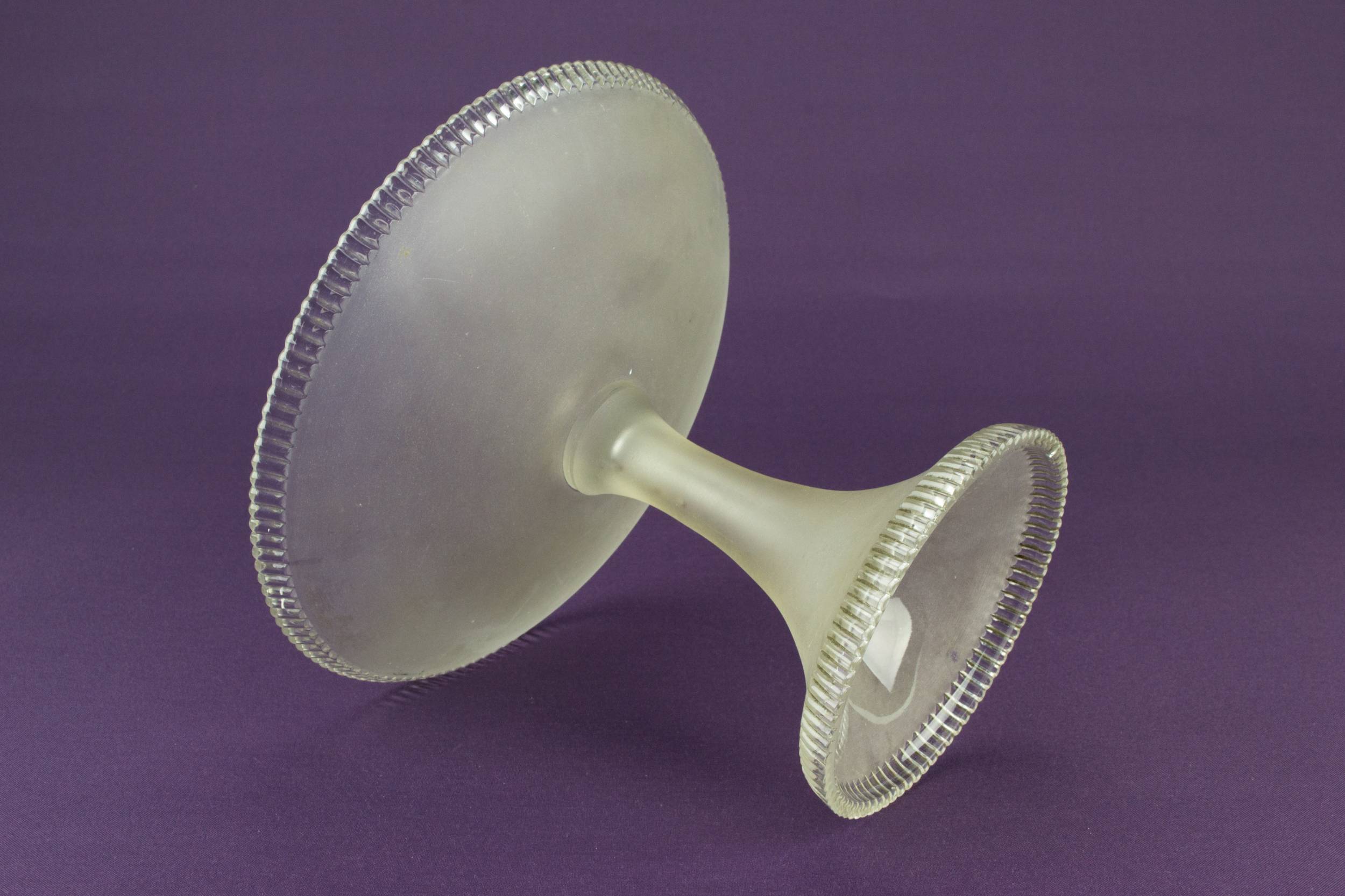Victorian Grey Beaded — Large glass cake stand 3