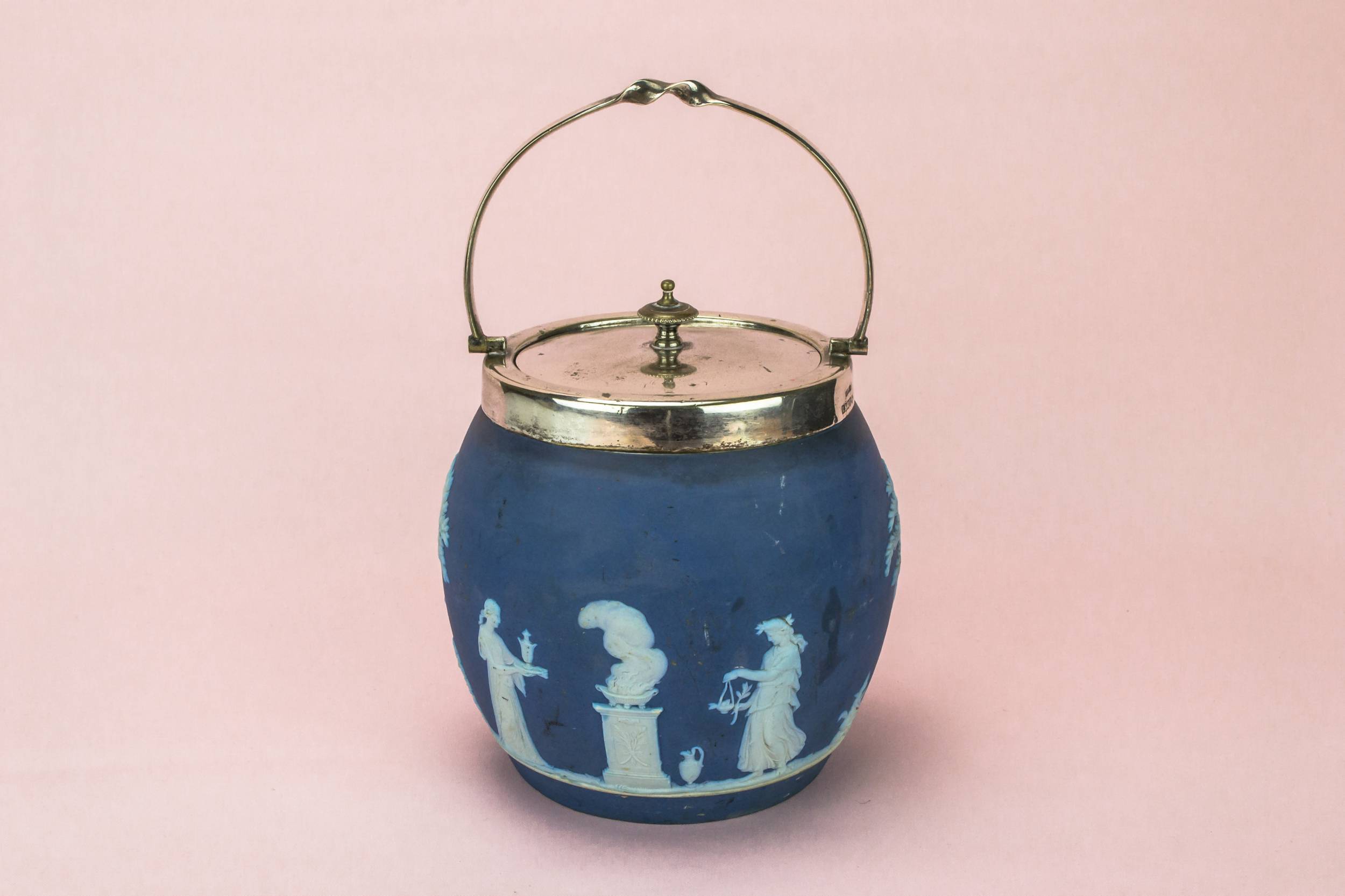 Neo-classical Antique Figures — Wedgwood blue ice bucket