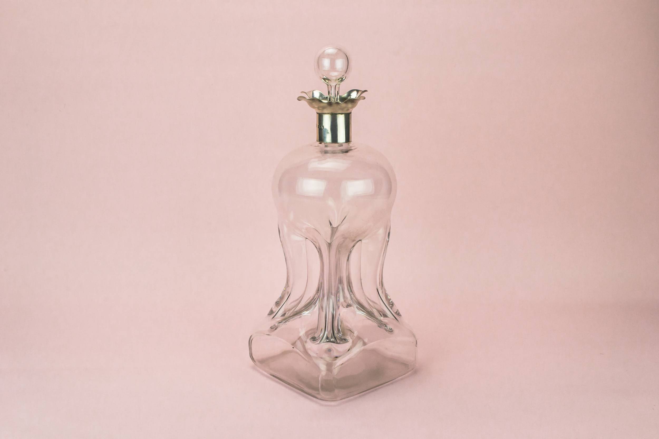 Antique Silver Port — Large silver glass decanter 1