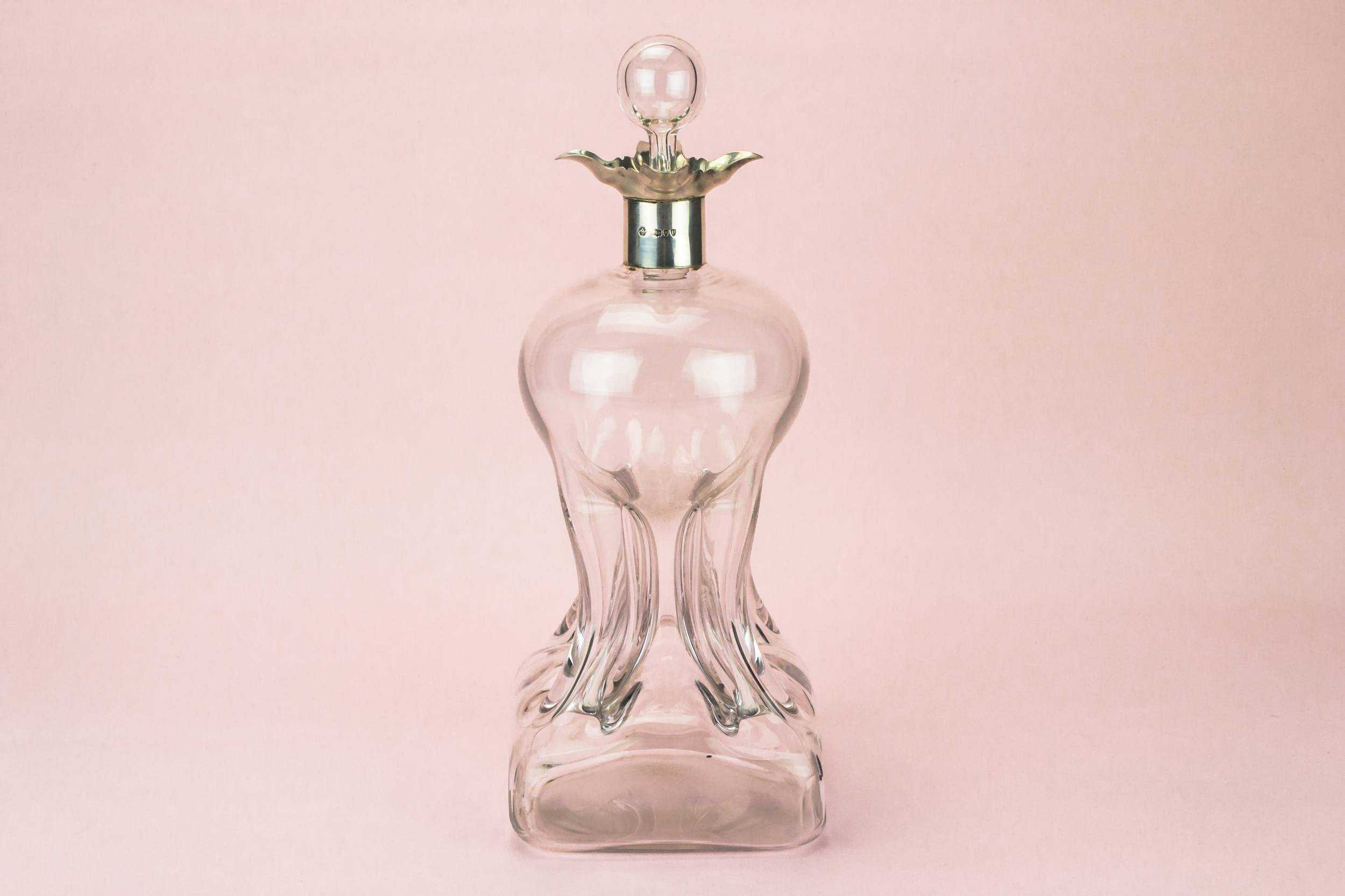 Antique Silver Port — Large silver glass decanter