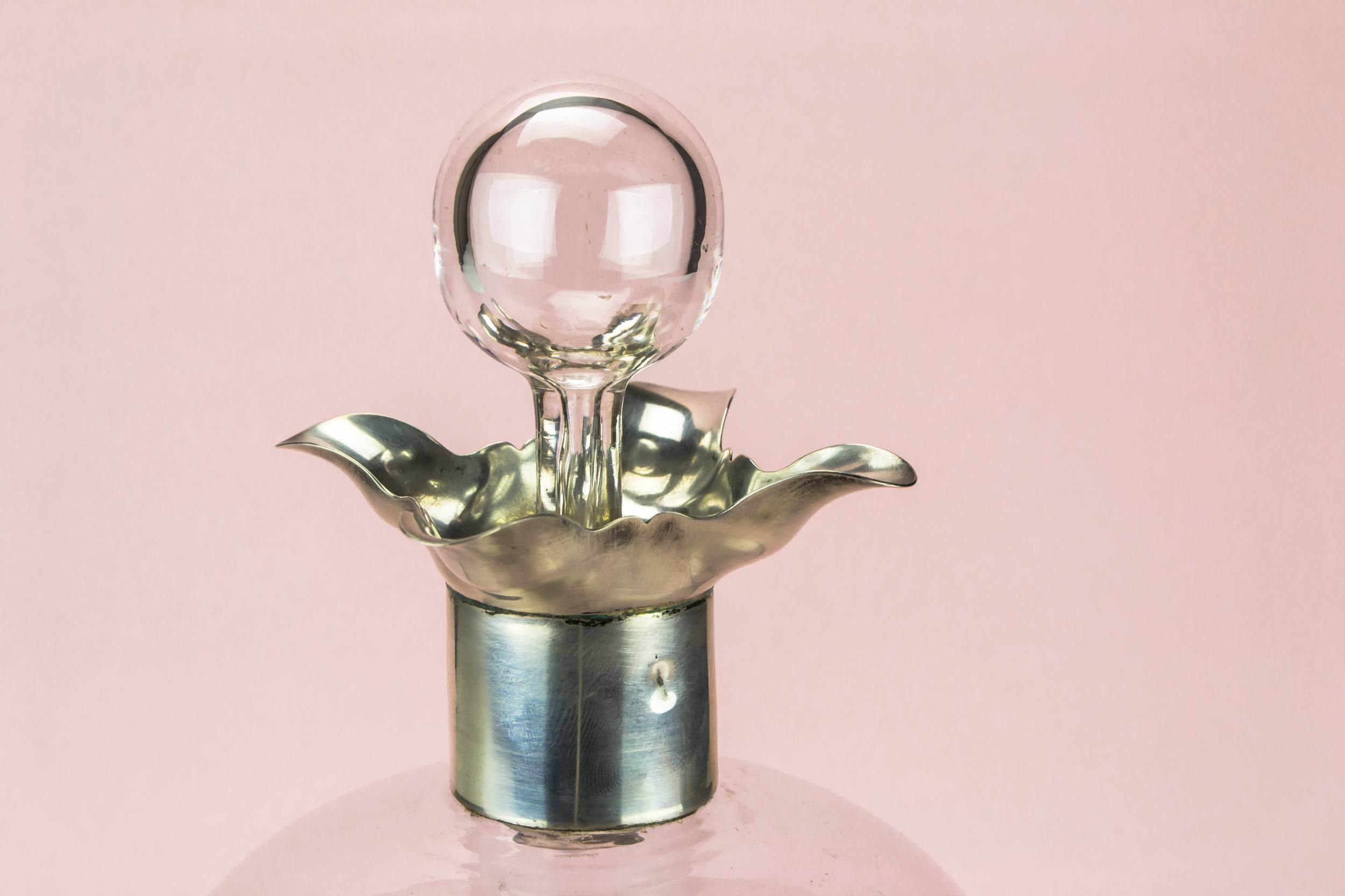 Antique Silver Port — Large silver glass decanter 5
