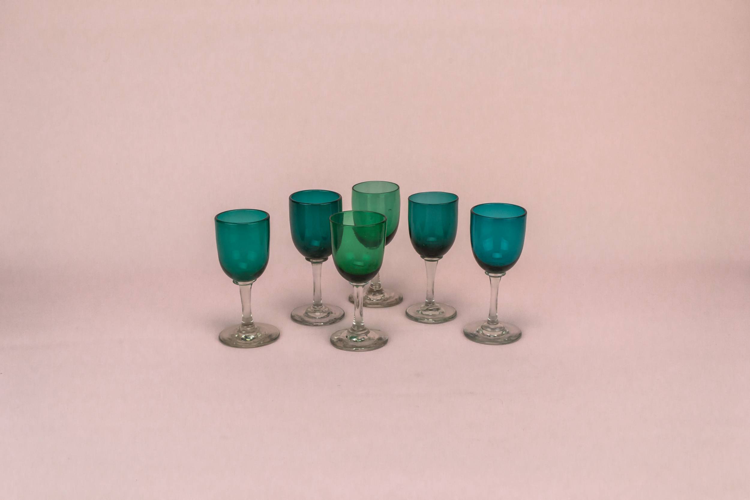 Green Victorian Minimalist — 6 green port glasses 1
