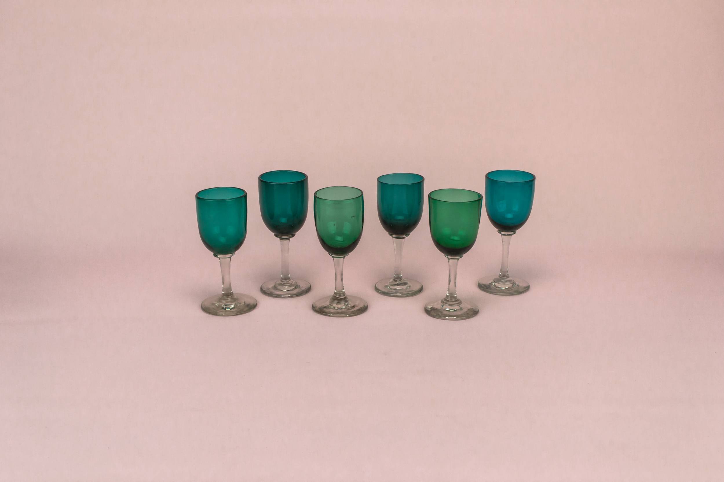Green Victorian Minimalist — 6 green port glasses