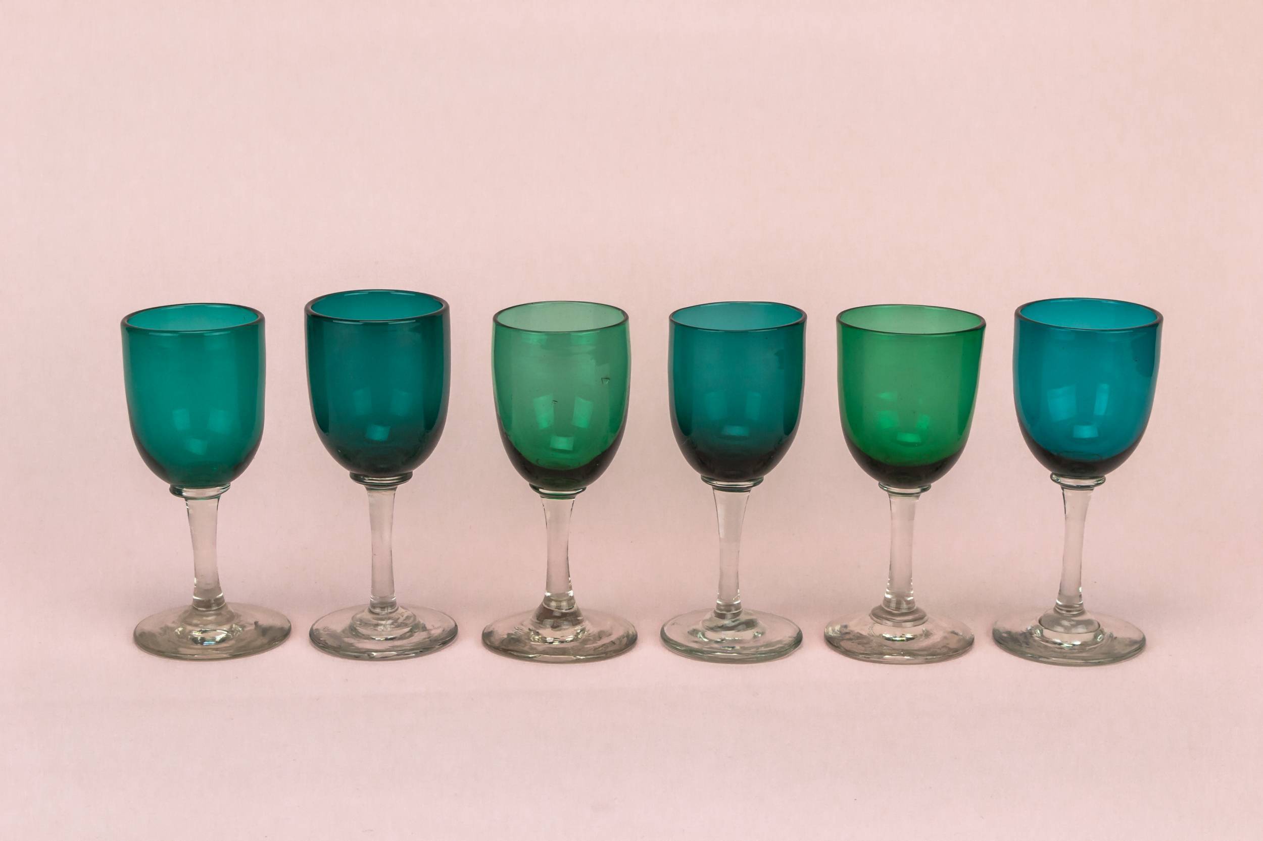 Green Victorian Minimalist — 6 green port glasses 2