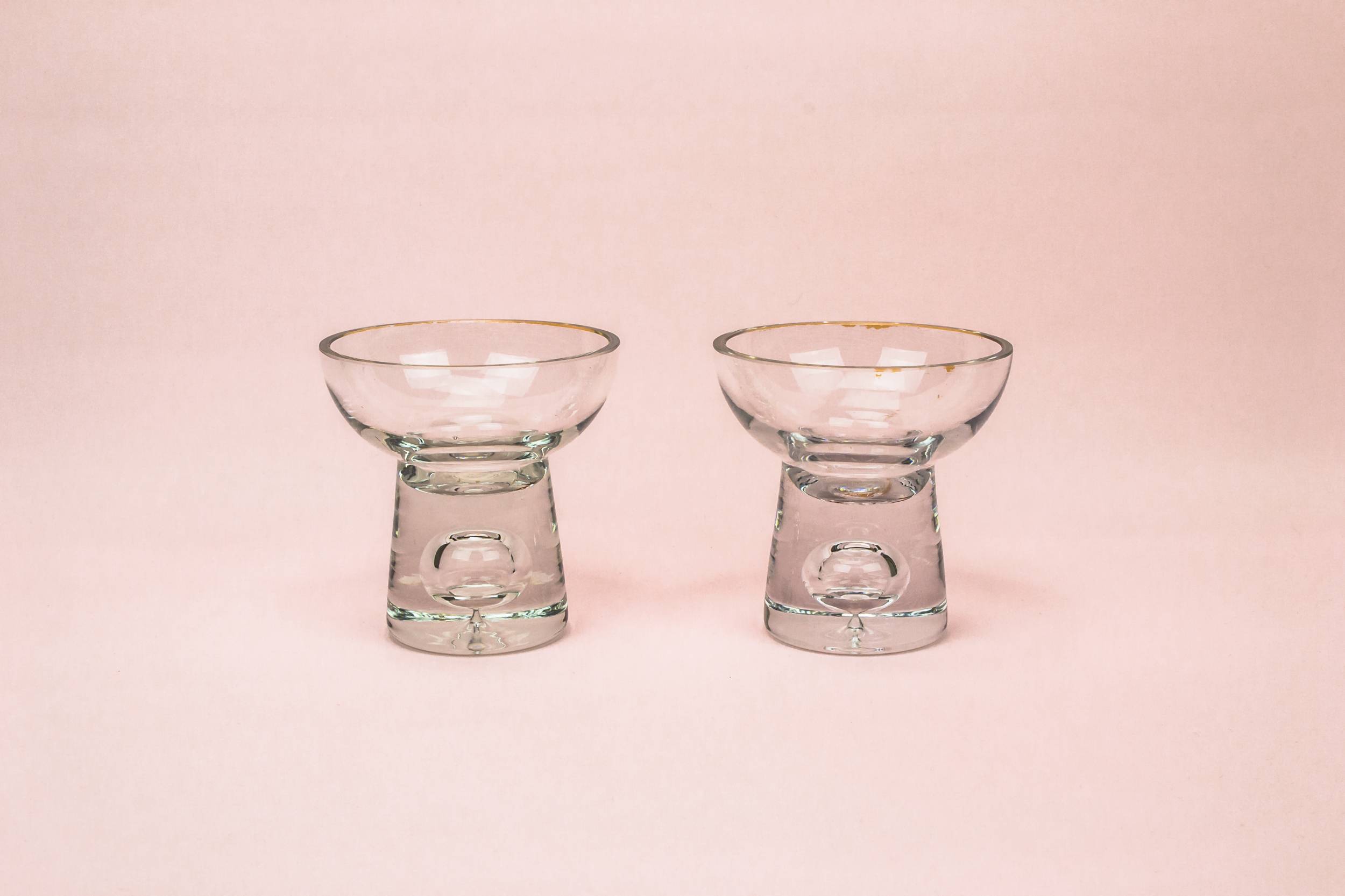 Vintage Retro Minimalist — 2 heavy glass candlesticks