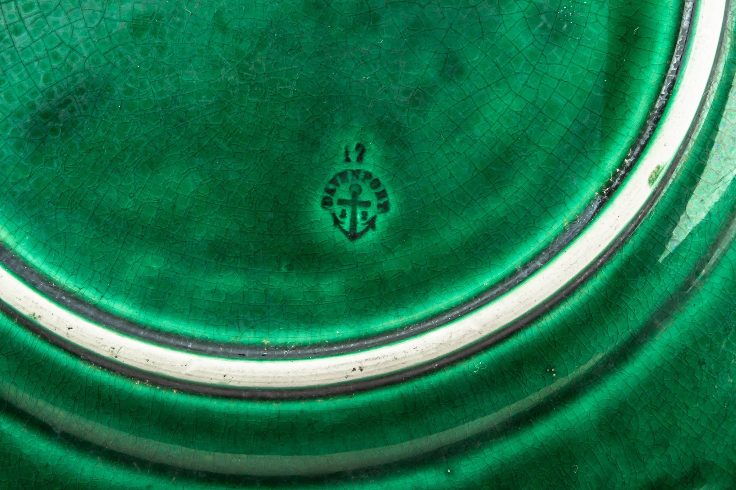 Green Majolica Moulded — Green majolica floral plate 3