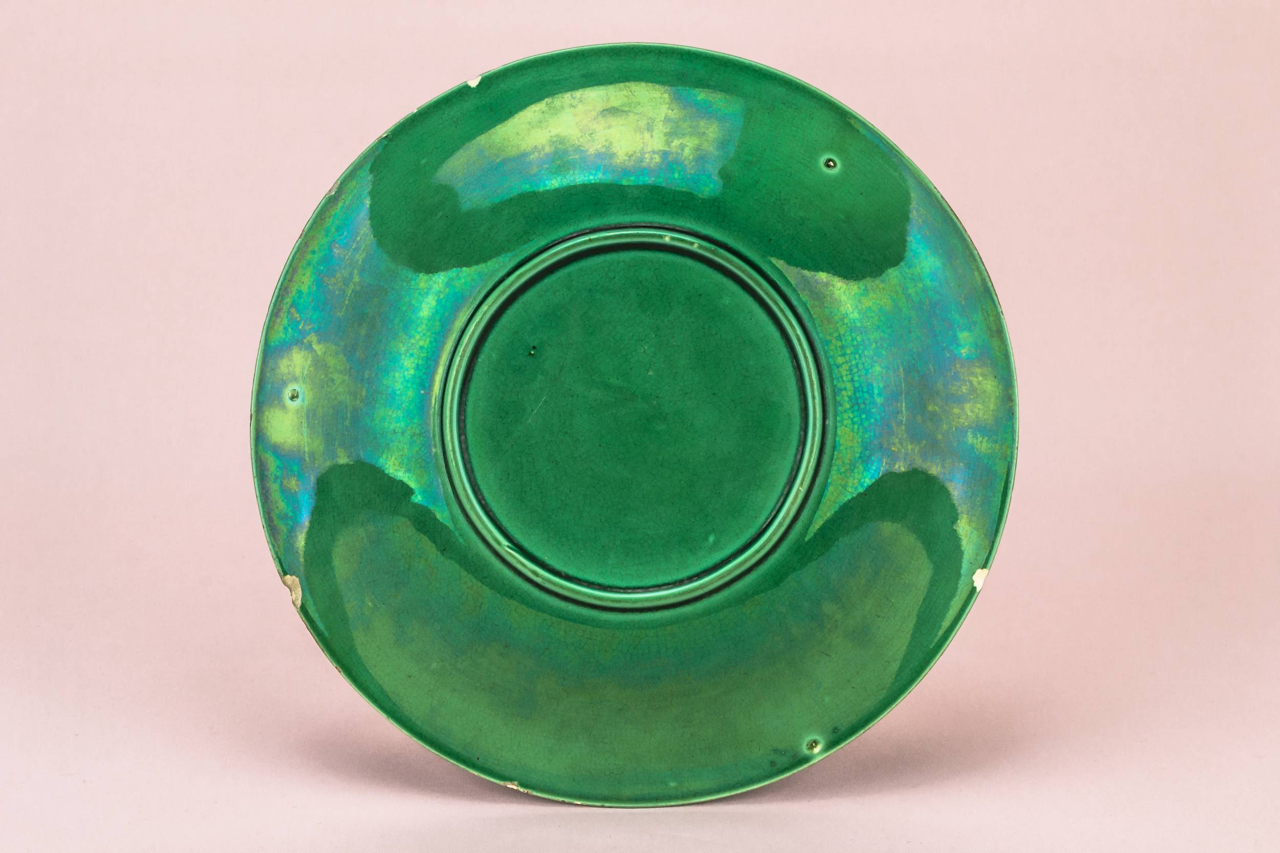 Green Majolica Plate — Green majolica dessert plate 3