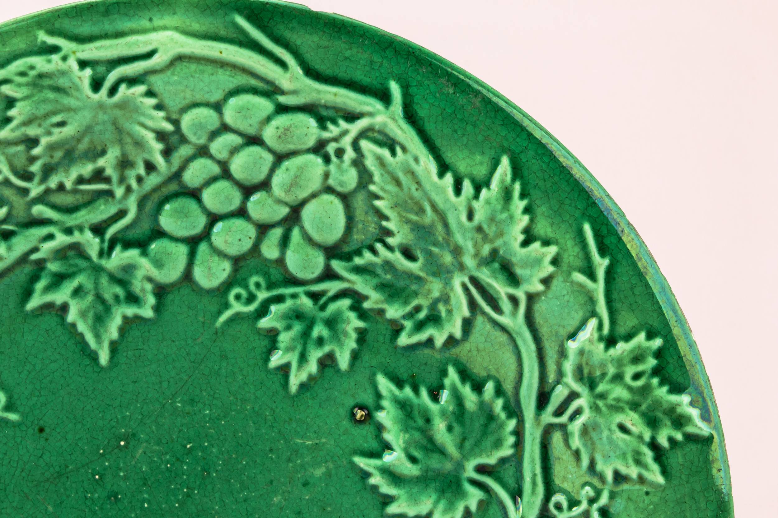 Green Majolica Plate — Green majolica dessert plate 2