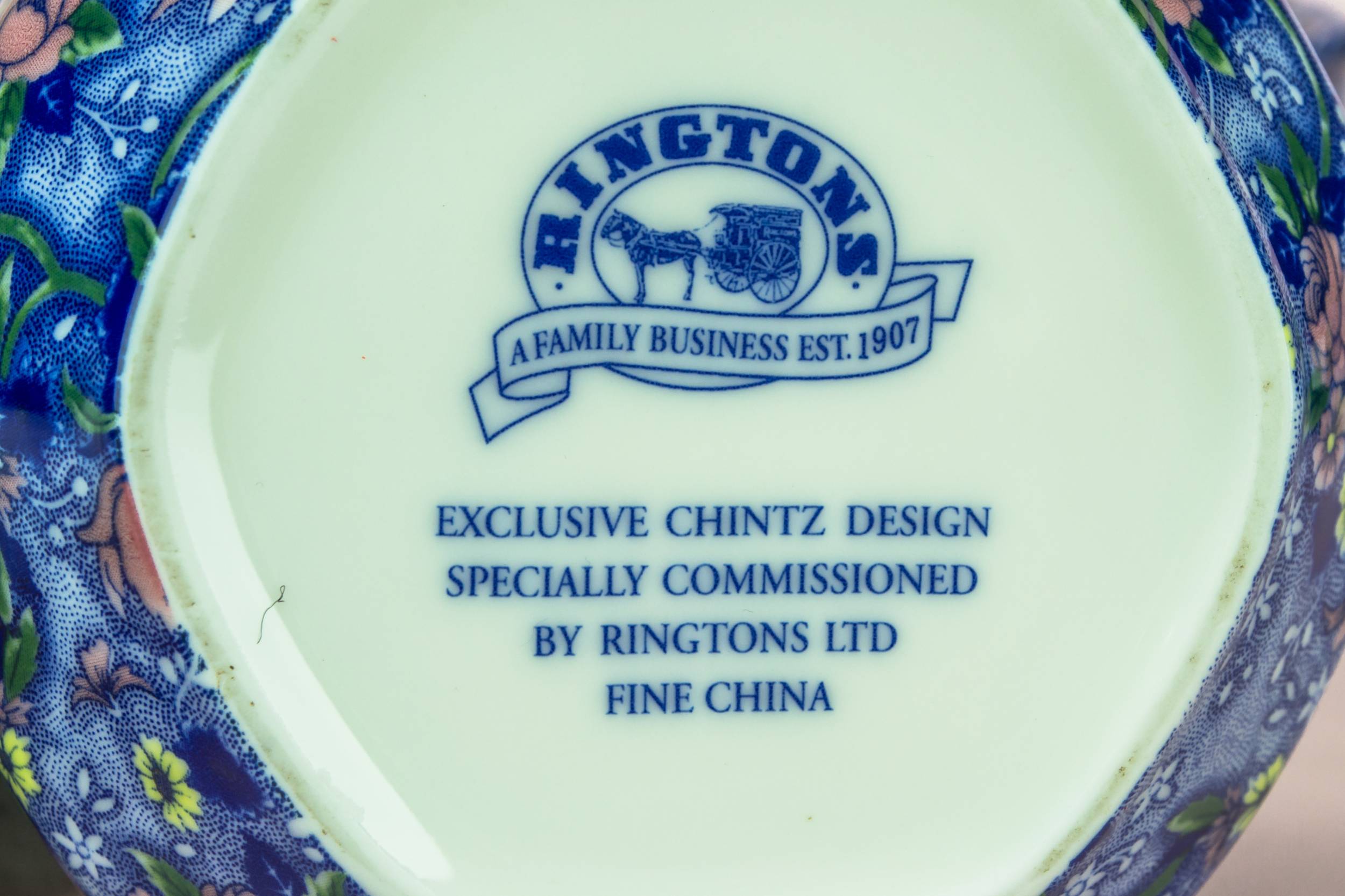 Retro Porcelain Chintz — Tea set in blue white & pink 6