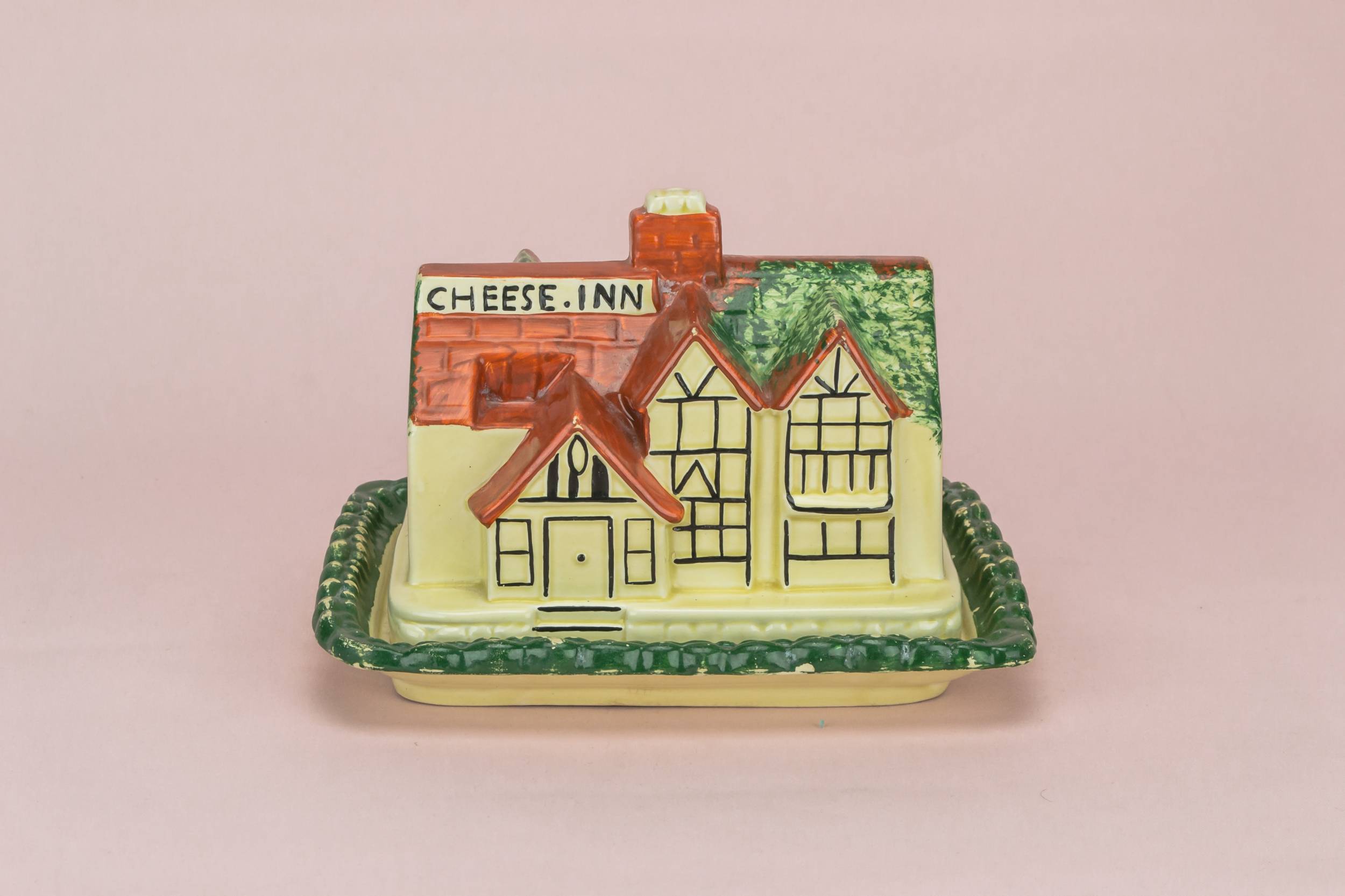 Red Vintage Cottage — Large cottage butter dish