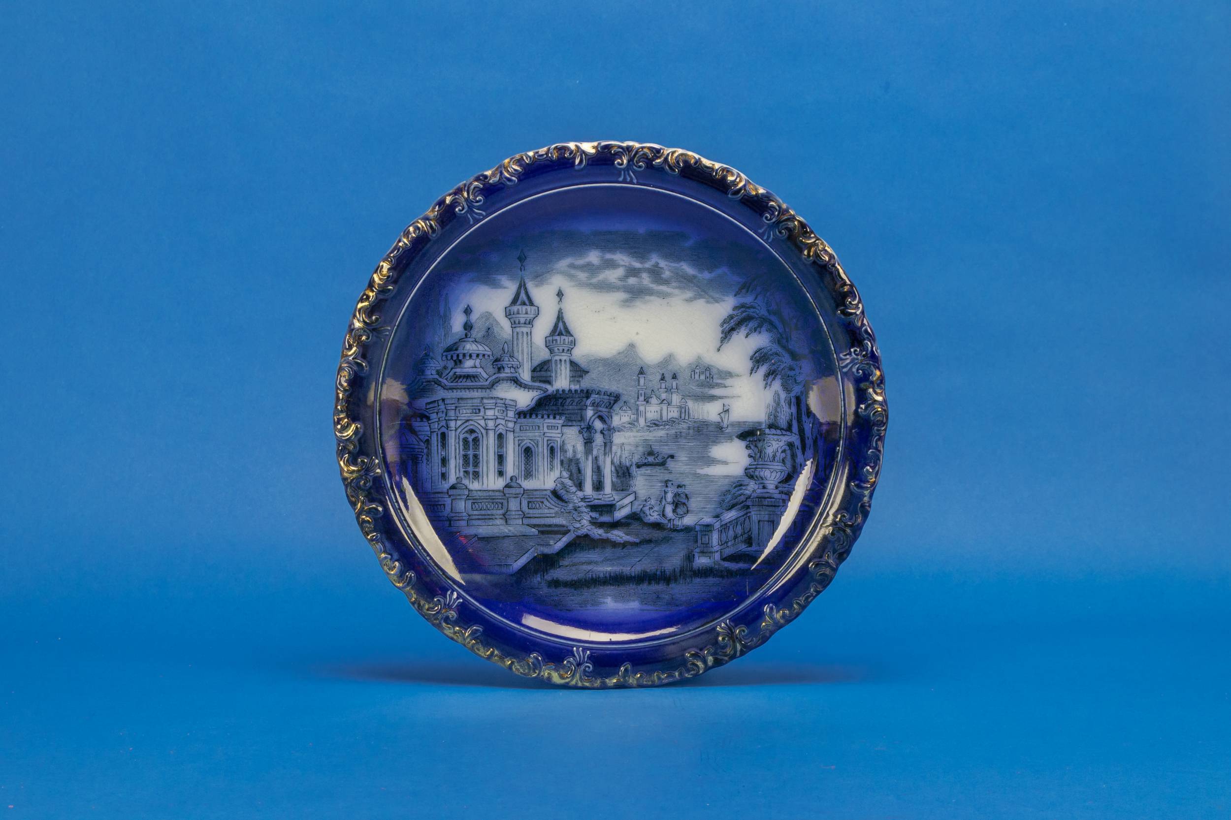 Arts Crafts Ceramic — Flow blue serving plate