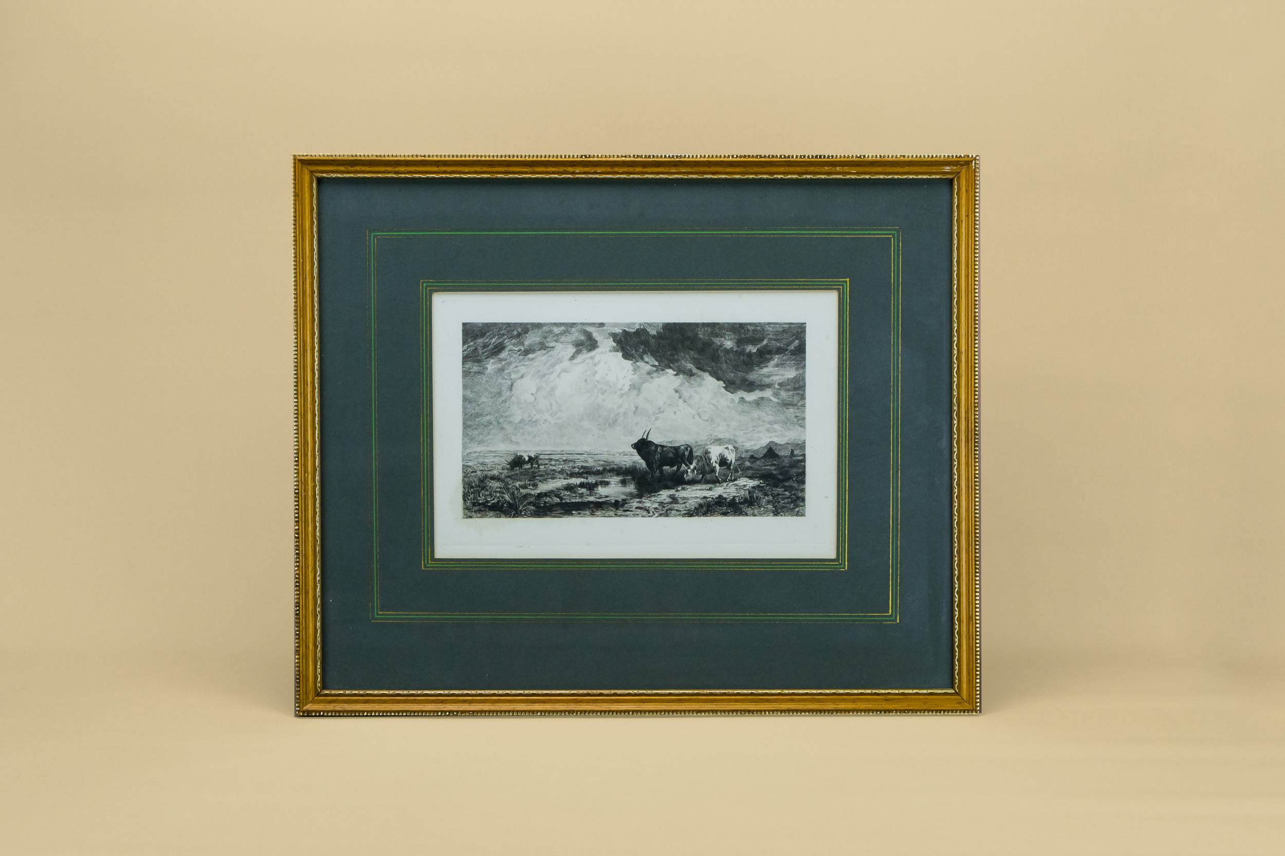 Highland Cattle Etching — Highland landscape print
