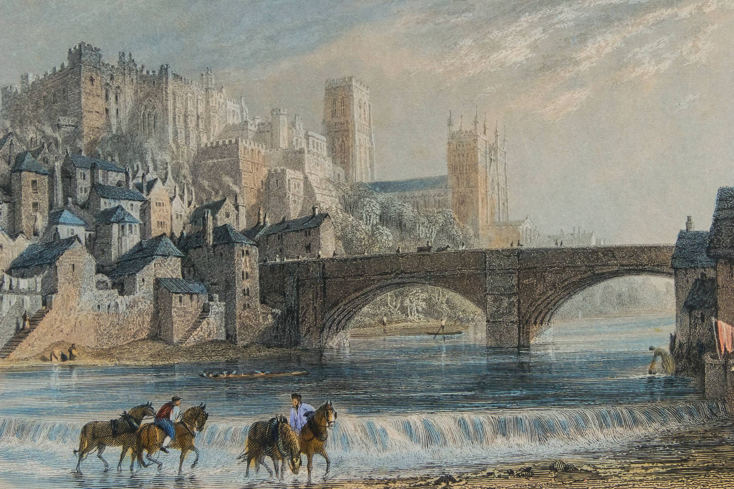 Hand Coloured Etching — Coloured etching of Durham 2