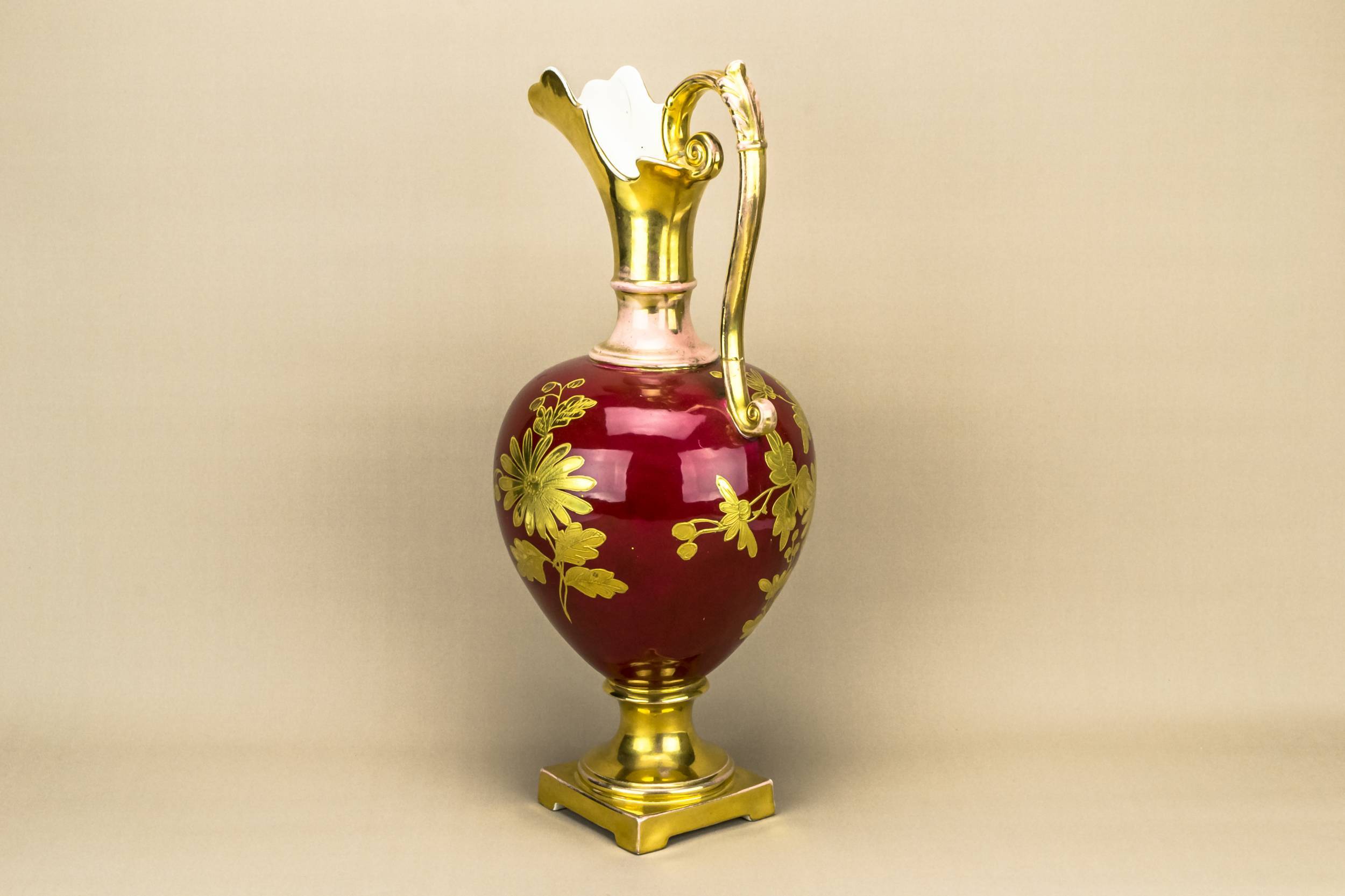 Vermillion Red and — Opulent red flower jug 2