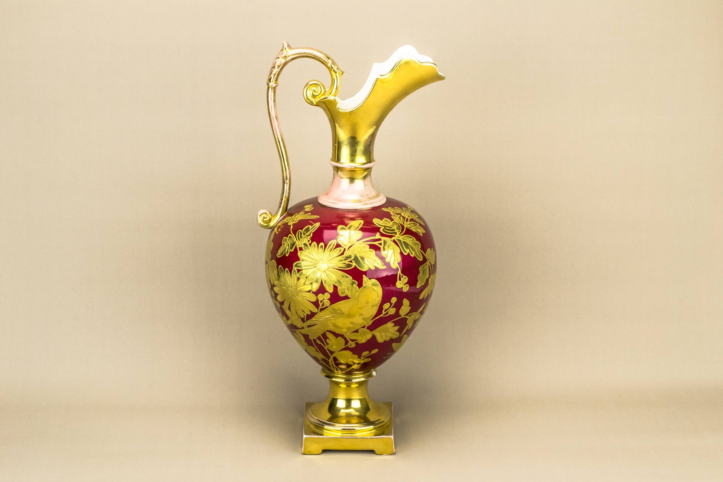 Vermillion Red and — Opulent red flower jug